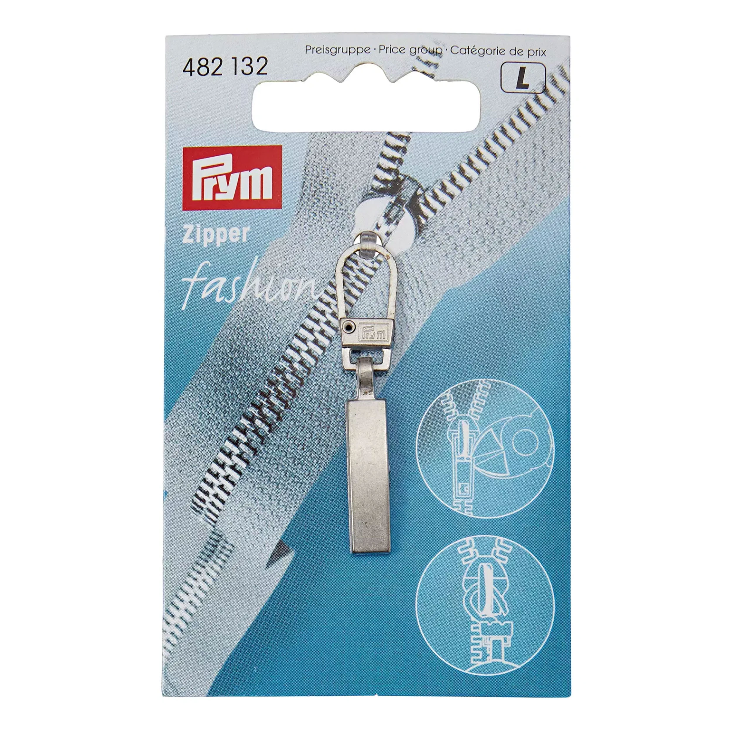 Rectangular Satin Silver Zip Prym Image