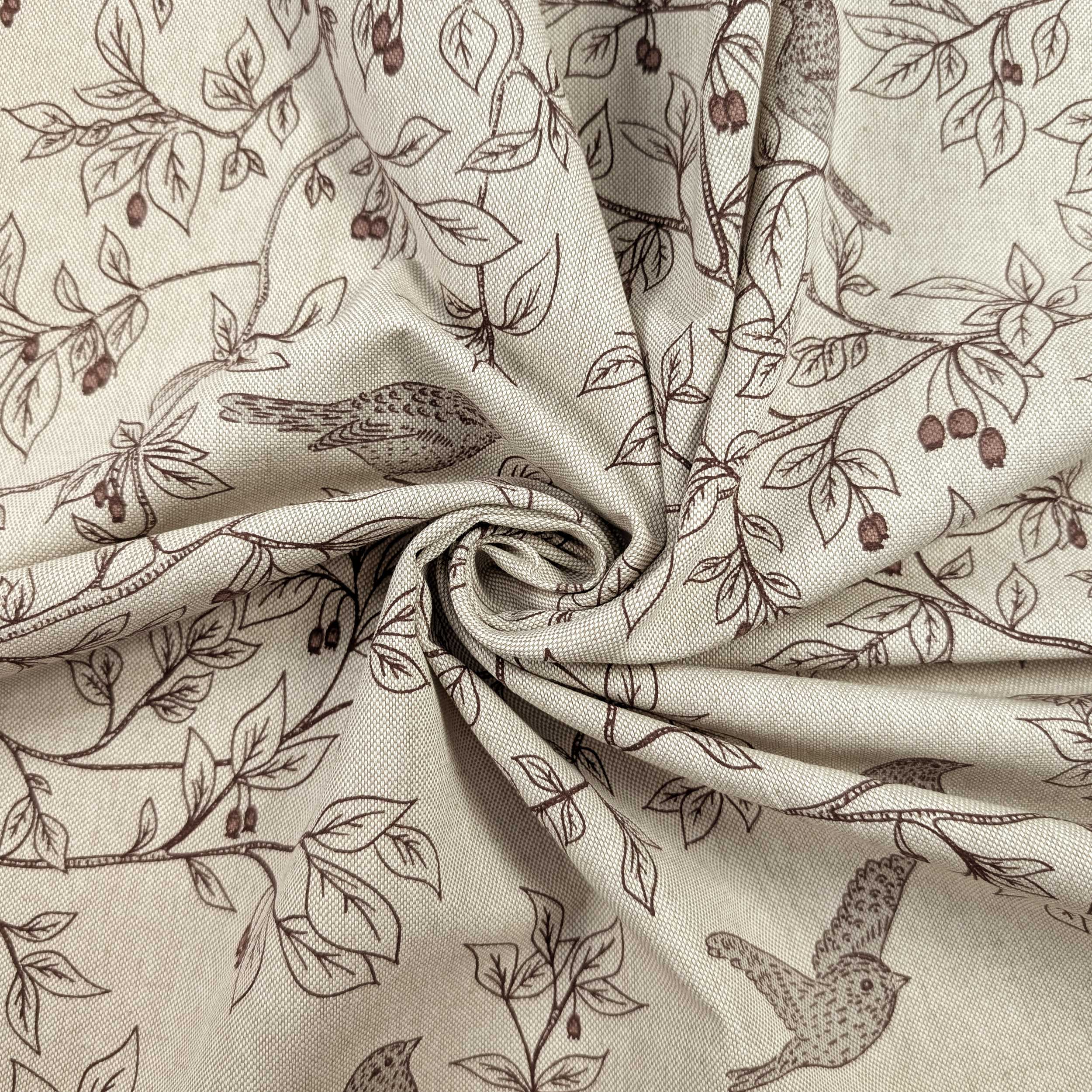 Panama Fabric Birds and Twigs Fantasy Image