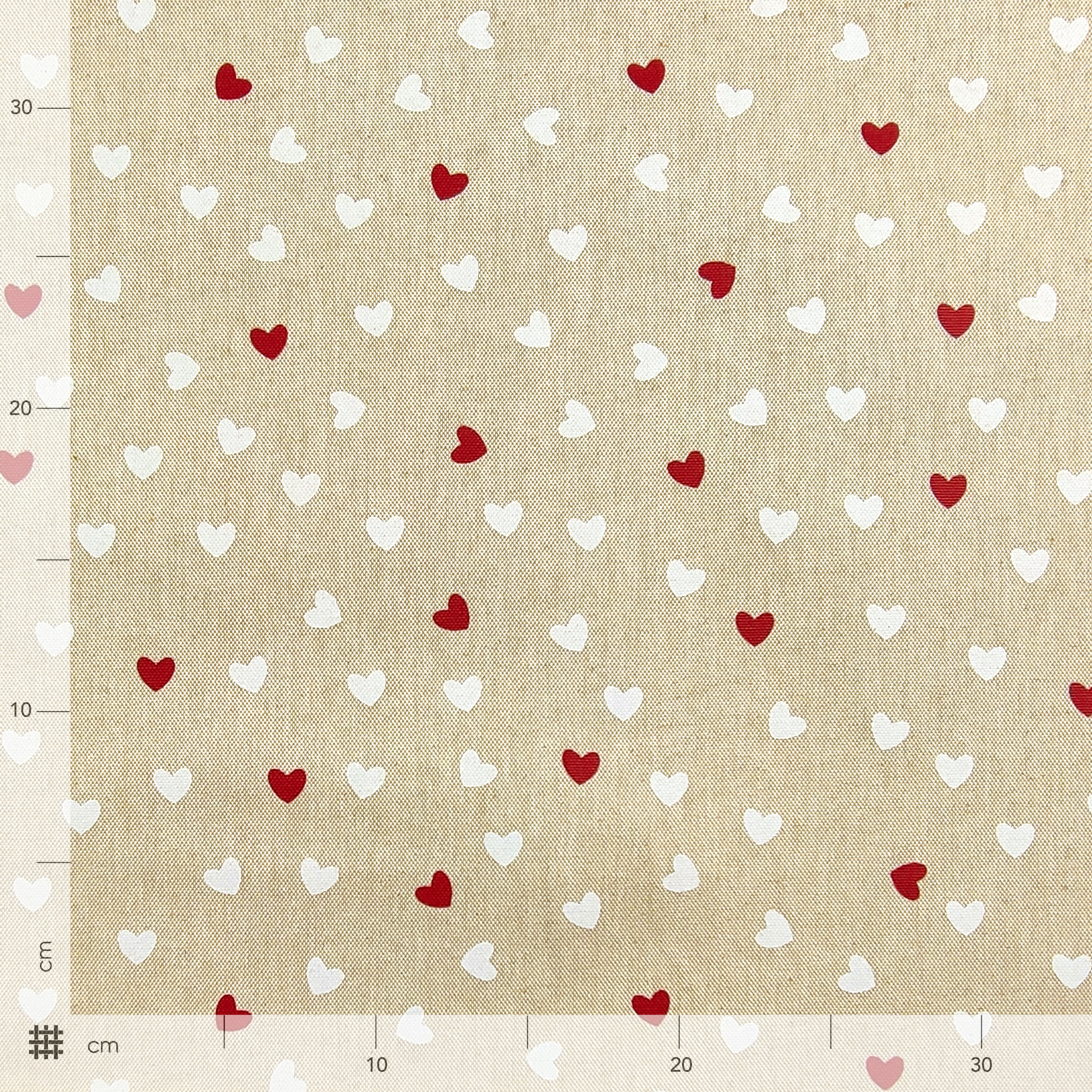 Red and White Hearts Resin Tablecloth Fabric