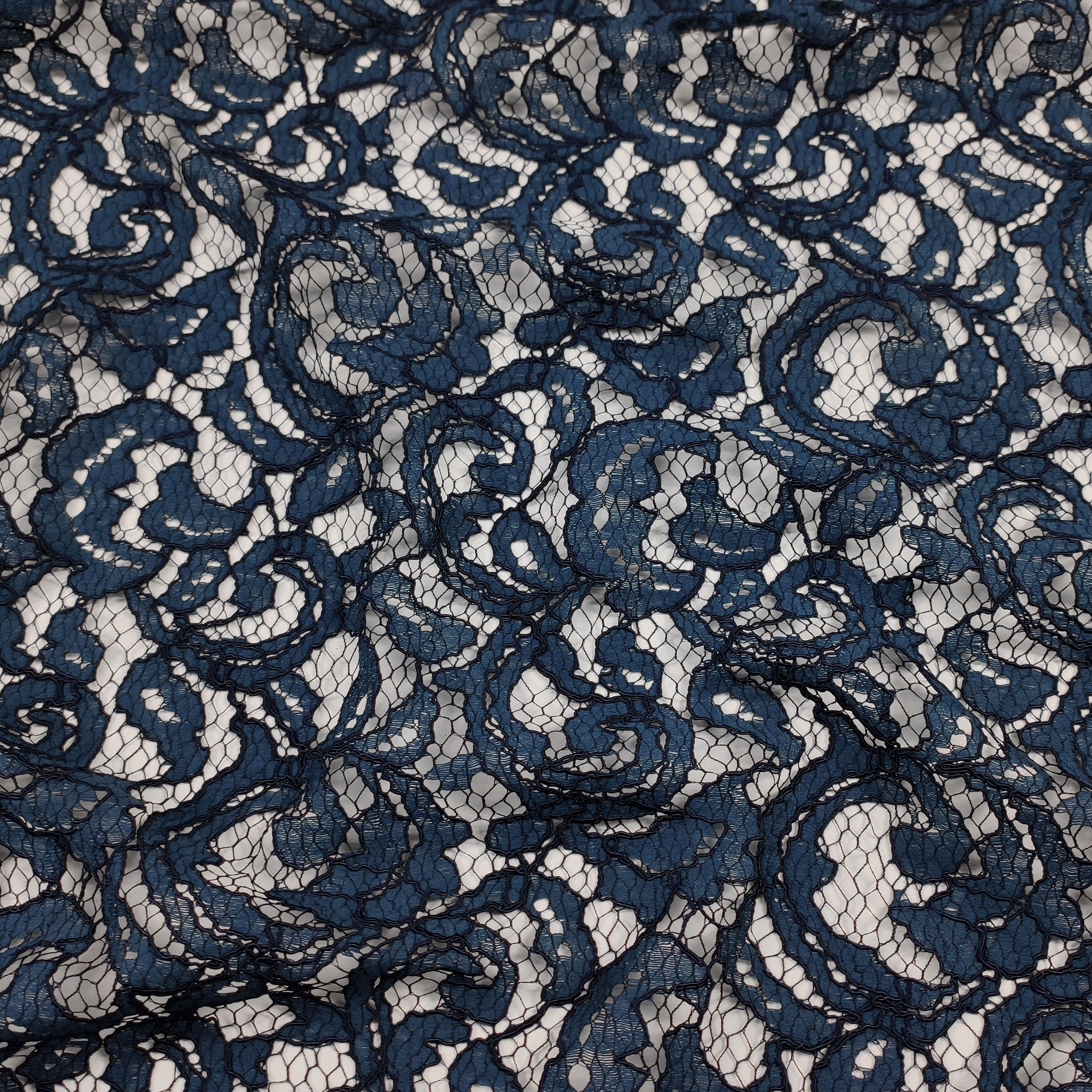Tissu de dentelle en coton mélangé bleu