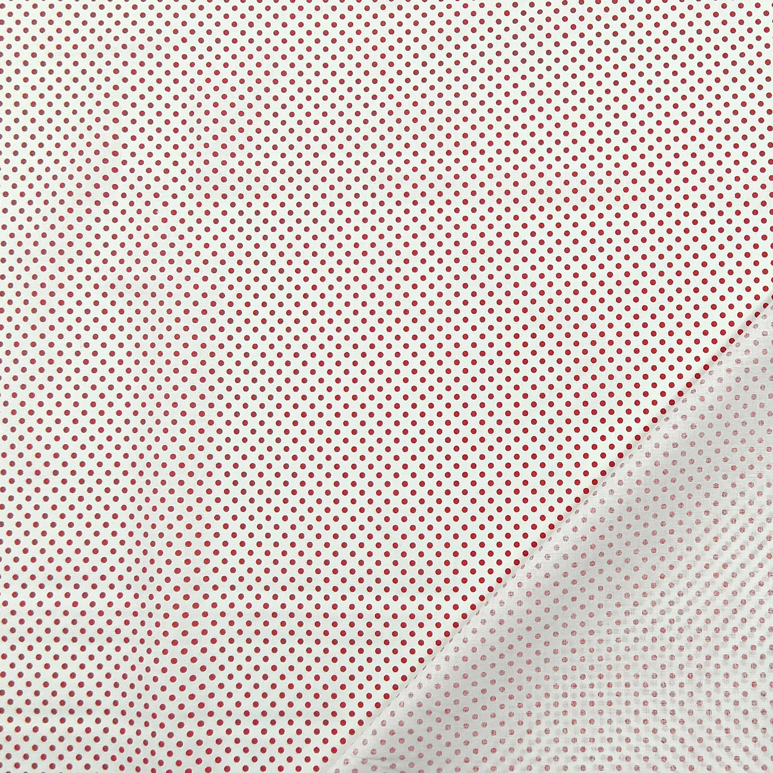 Baumwollstoff Weiß Rot Polka Dot