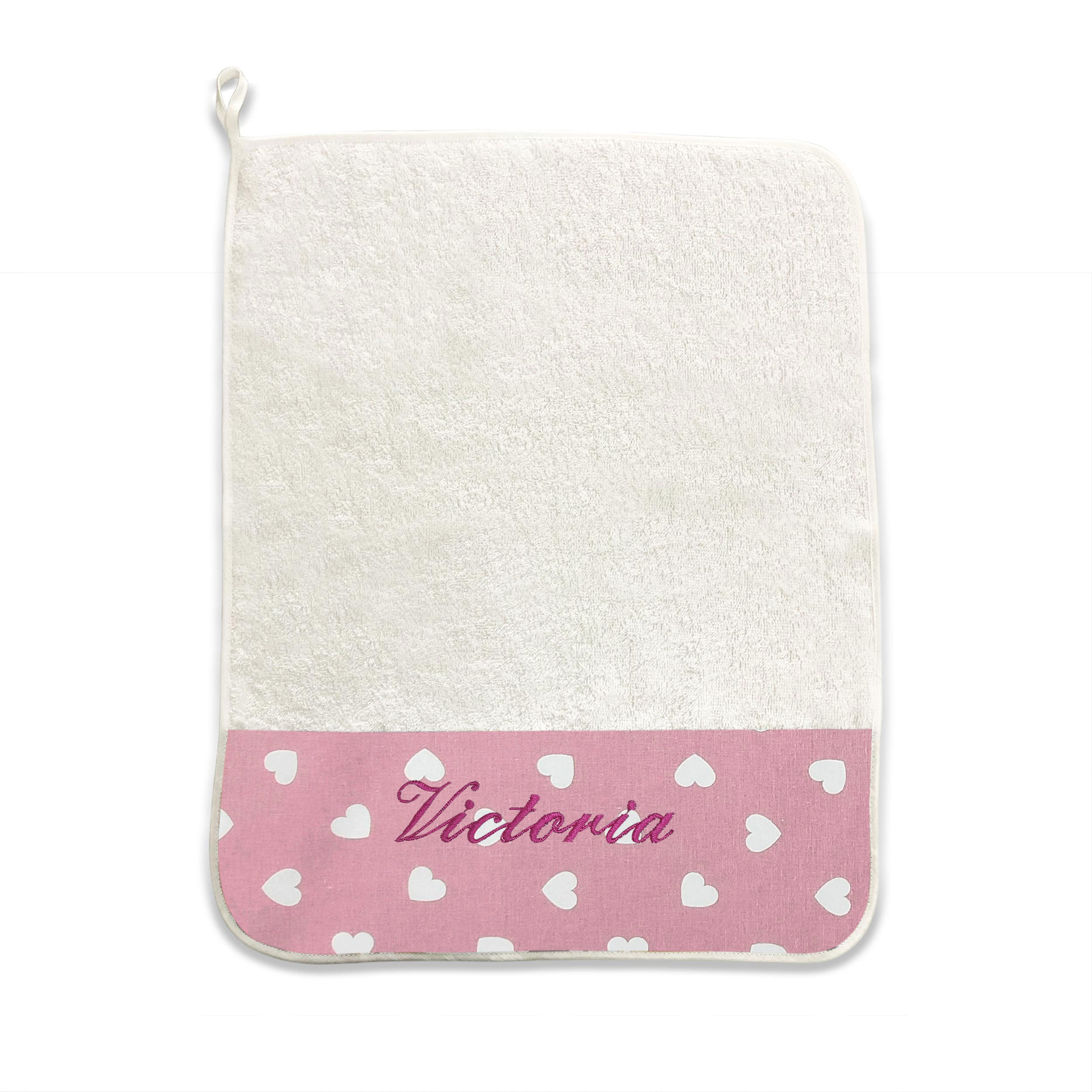 White Hearts Towel Antique Pink Background Image