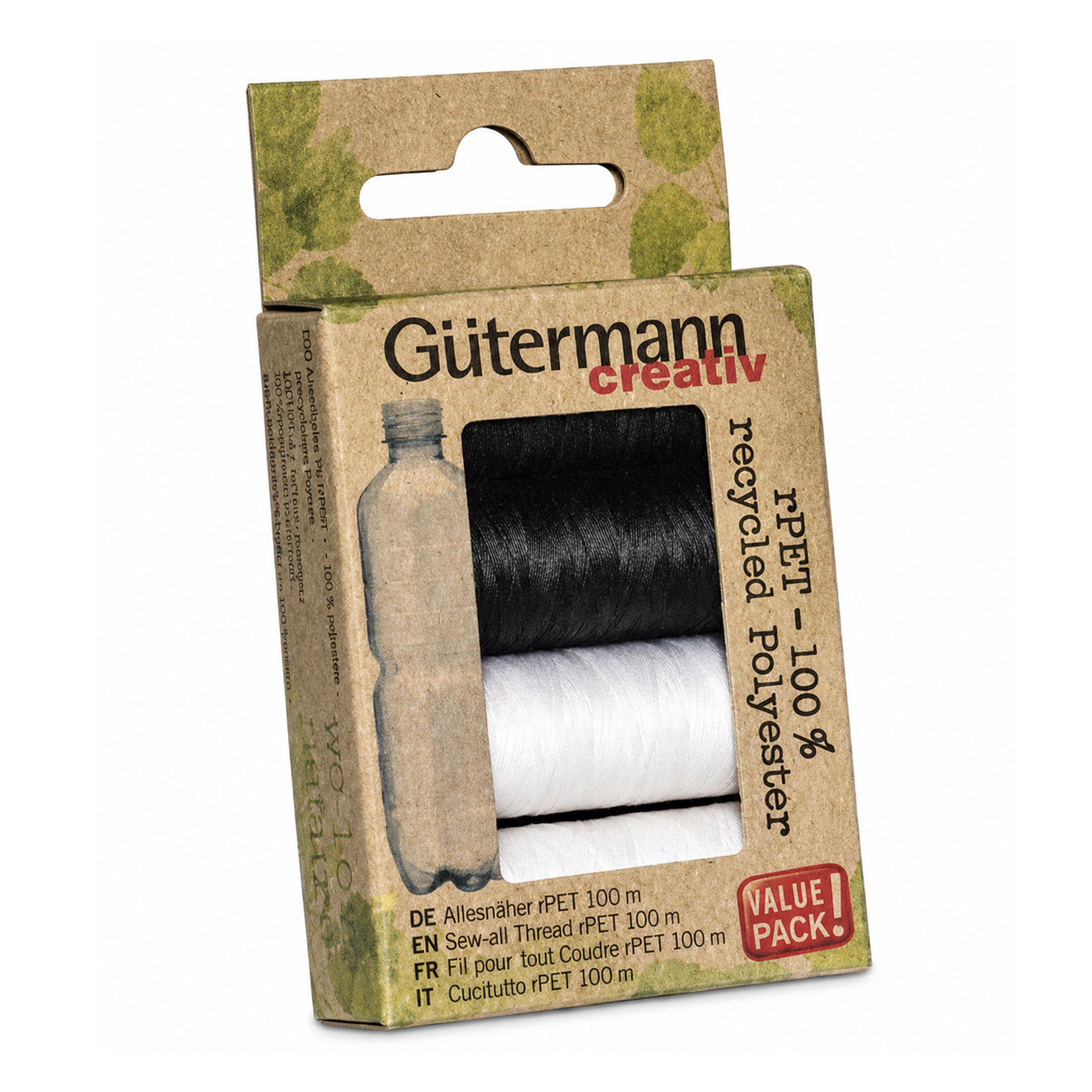 Gutermann Creative Stitching rPET 4 Coils Black and White Image