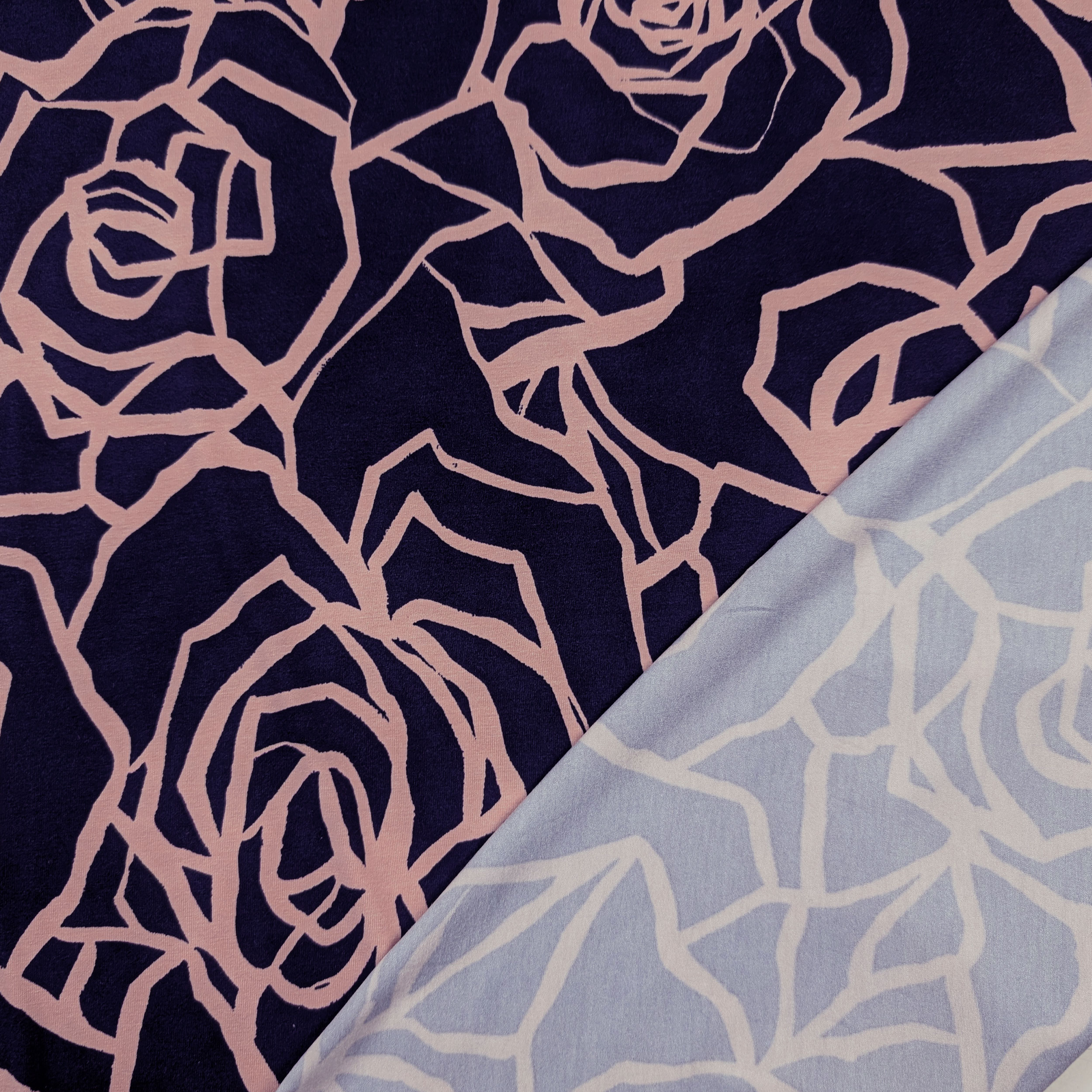 Viscose Jersey Blue Rose Large Image