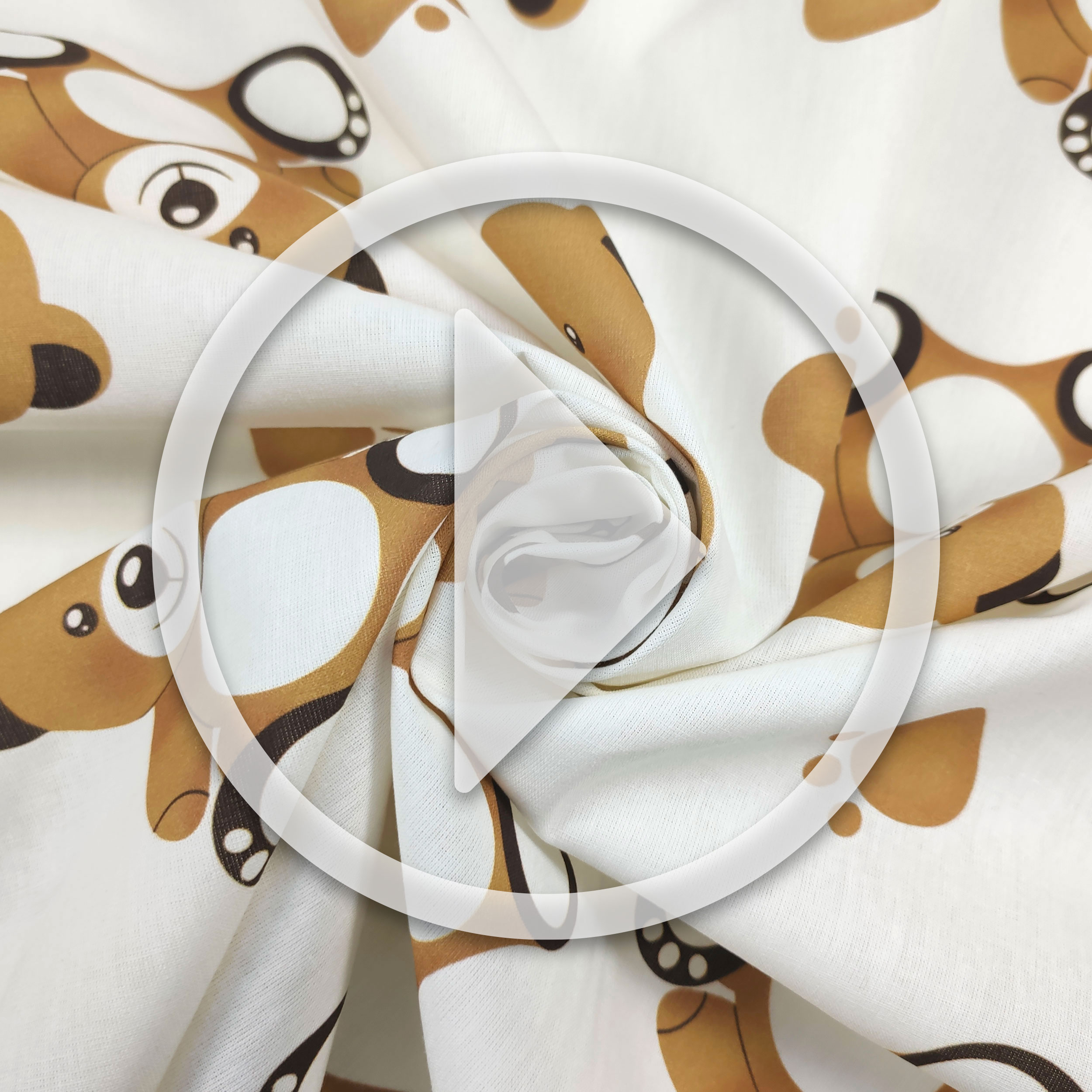 Cotton Fabric Large Bears White Background Image