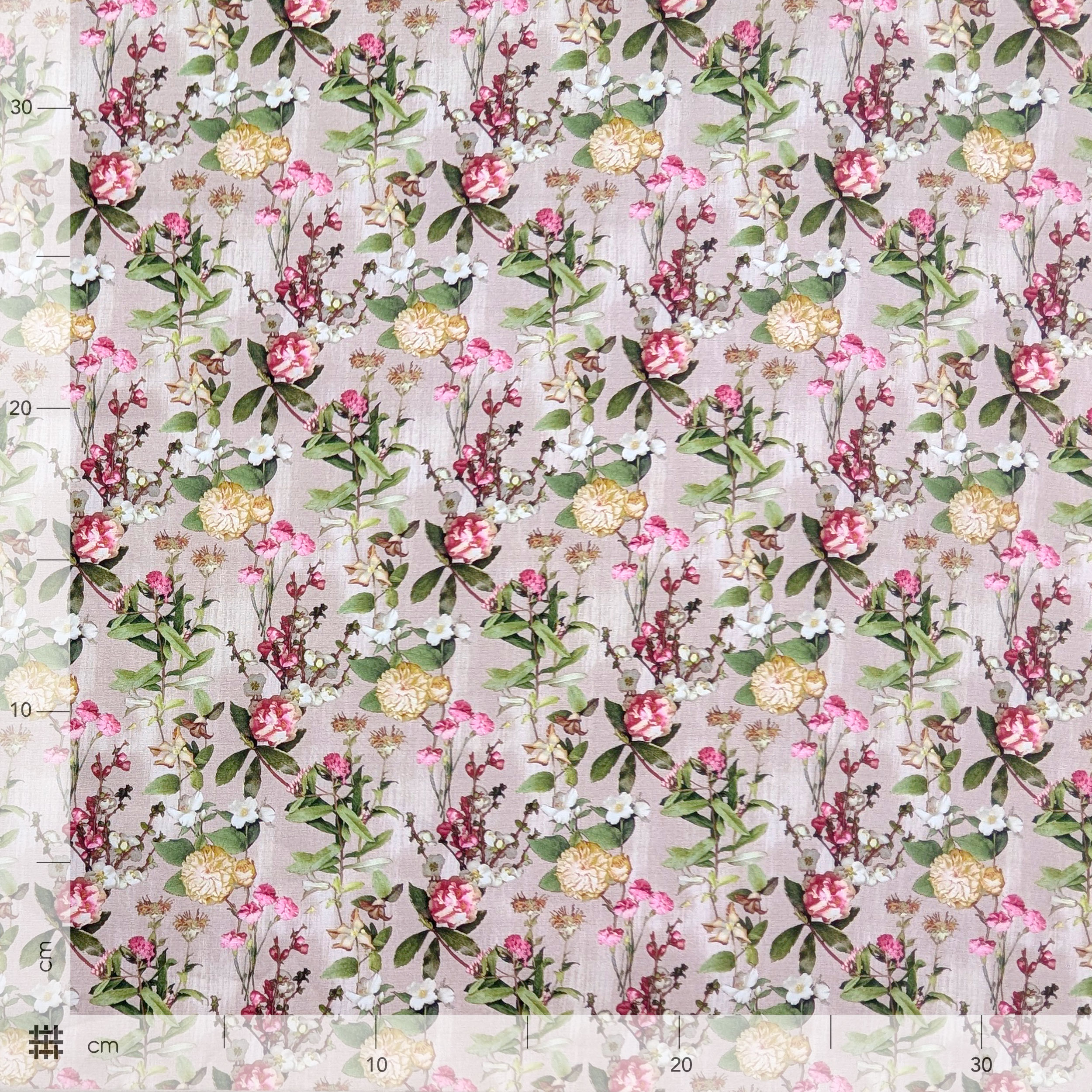 Floral Cotton Poplin Fuchsia and Yellow Flowers Image