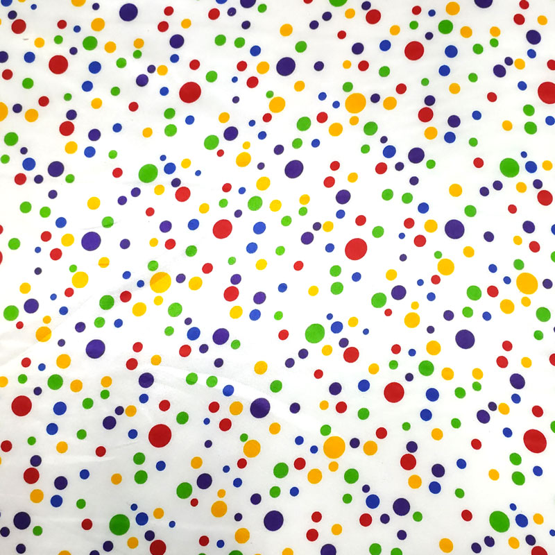 Rainbow Polka Dot White Satin