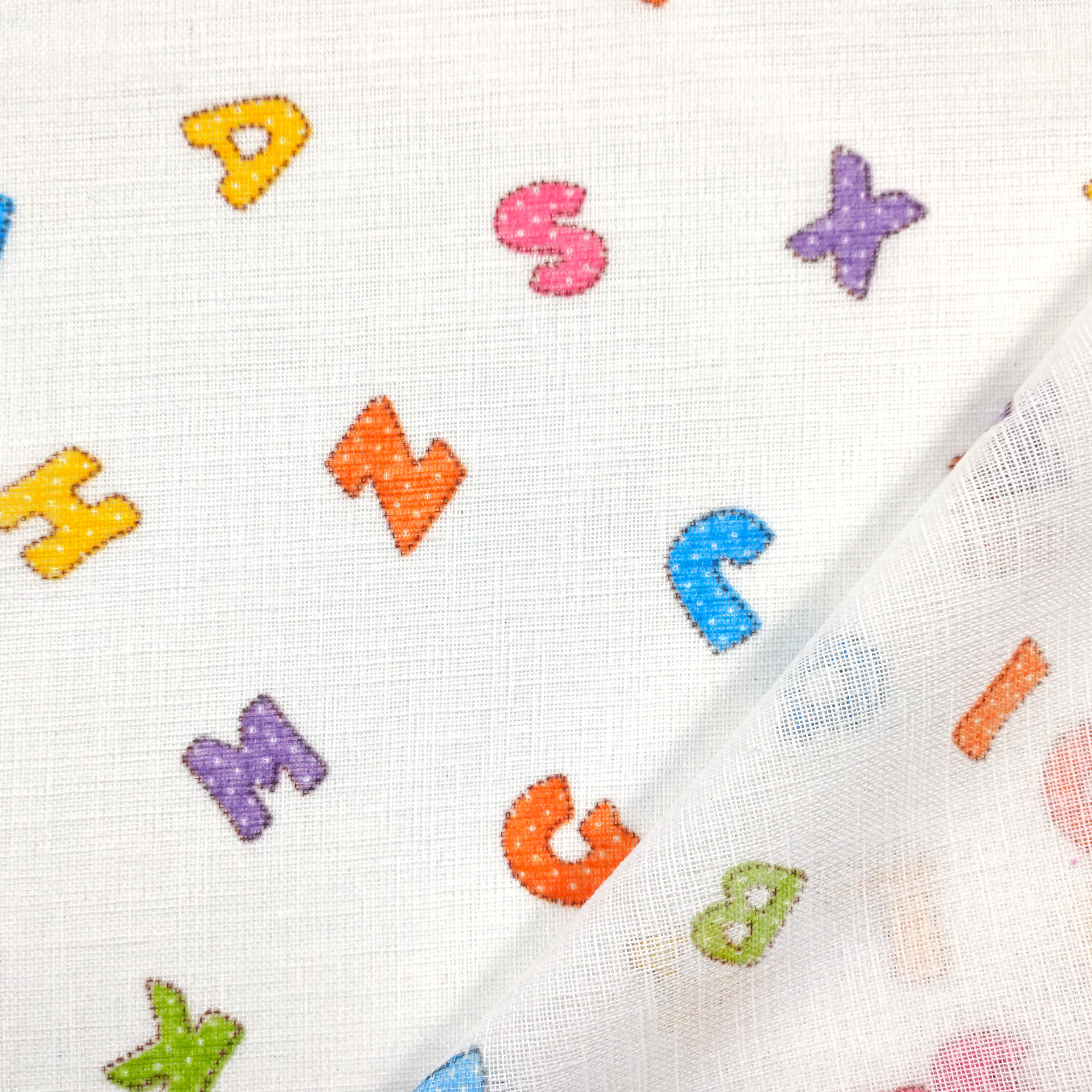Tissu de rideau fantaisie à lettres colorées