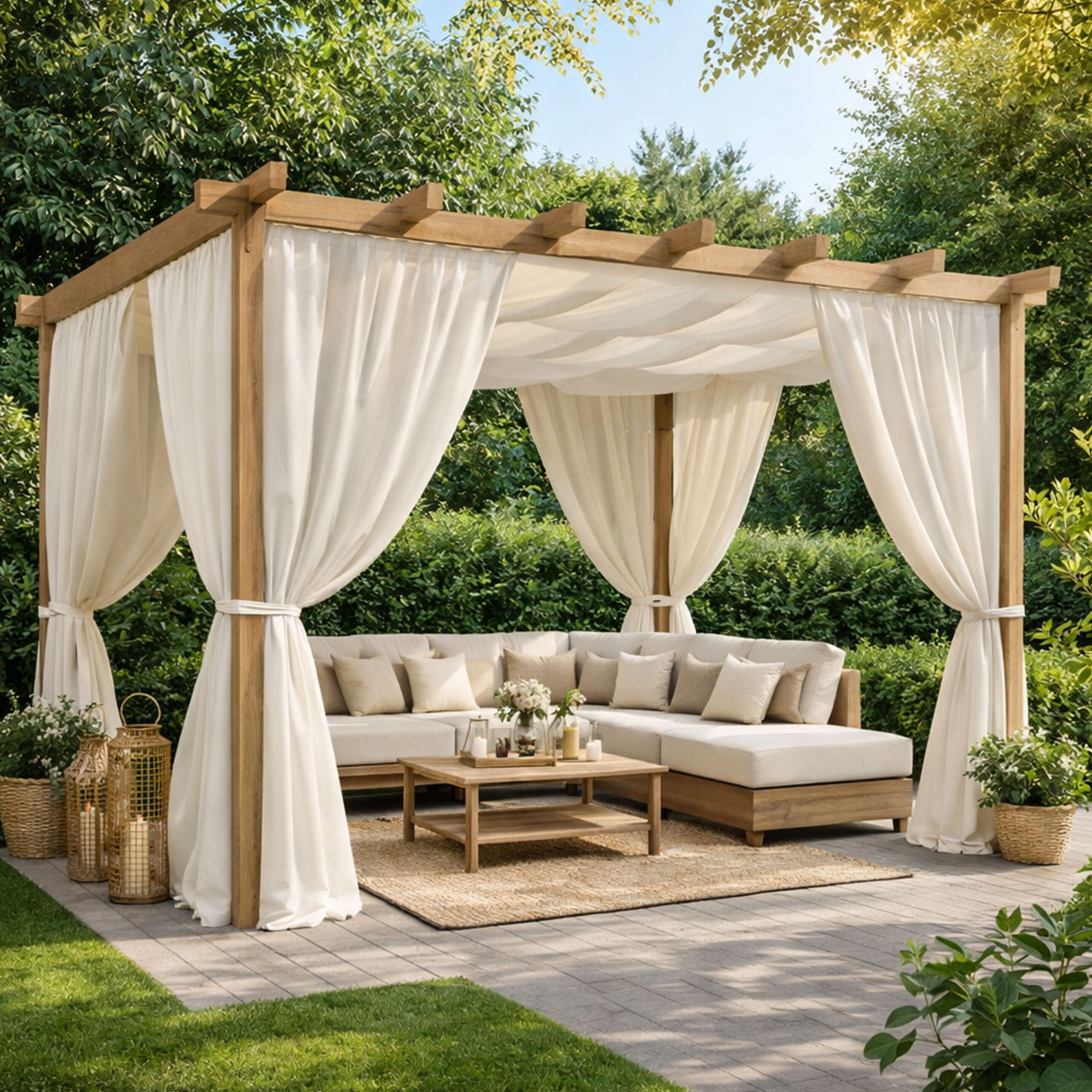 Beige Pergola Awning Fabric Image