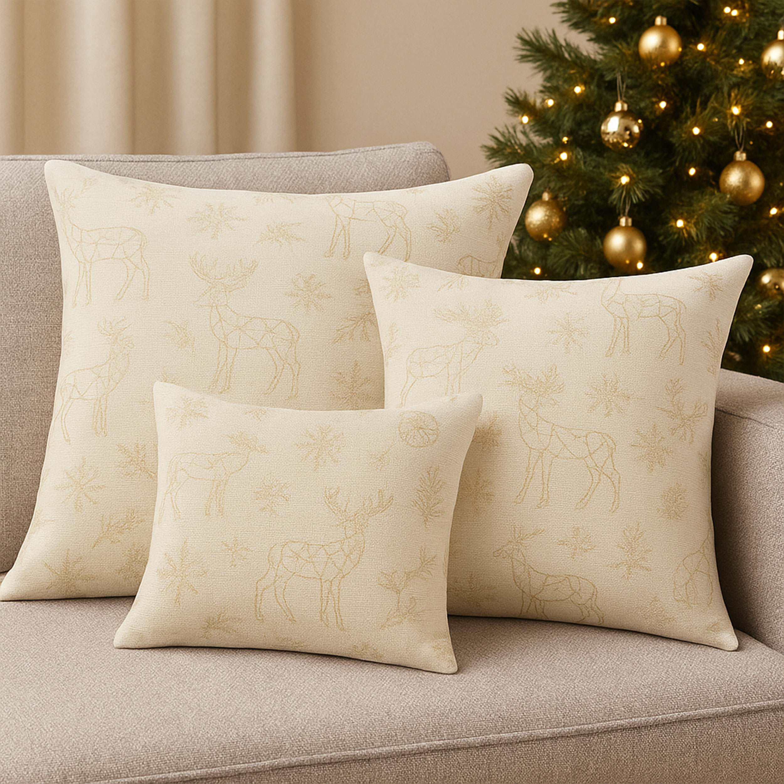 Christmas Jacquard with Reindeer Silhouette Image