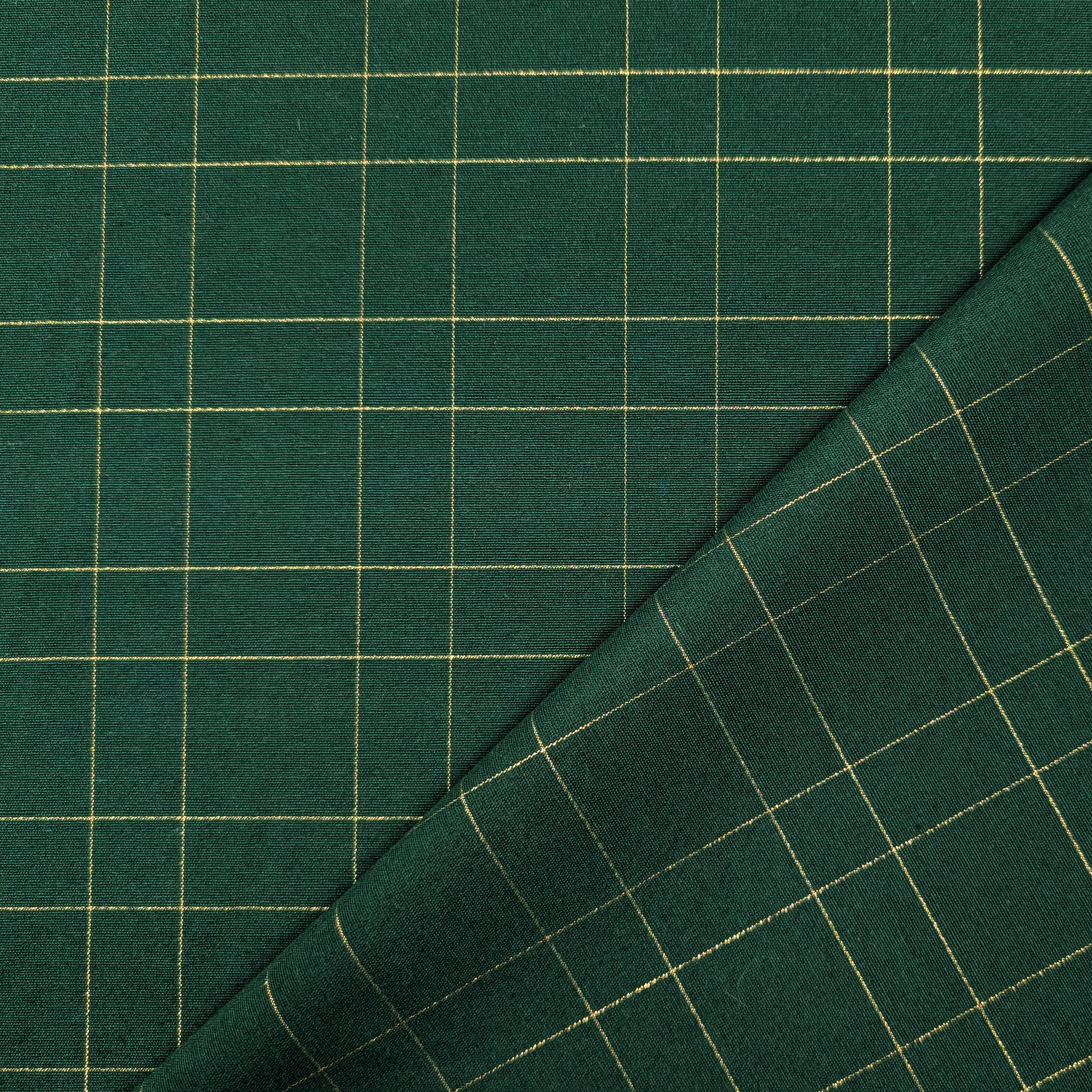 Mixed Cotton Christmas Green Stripes Gold Lurex Image