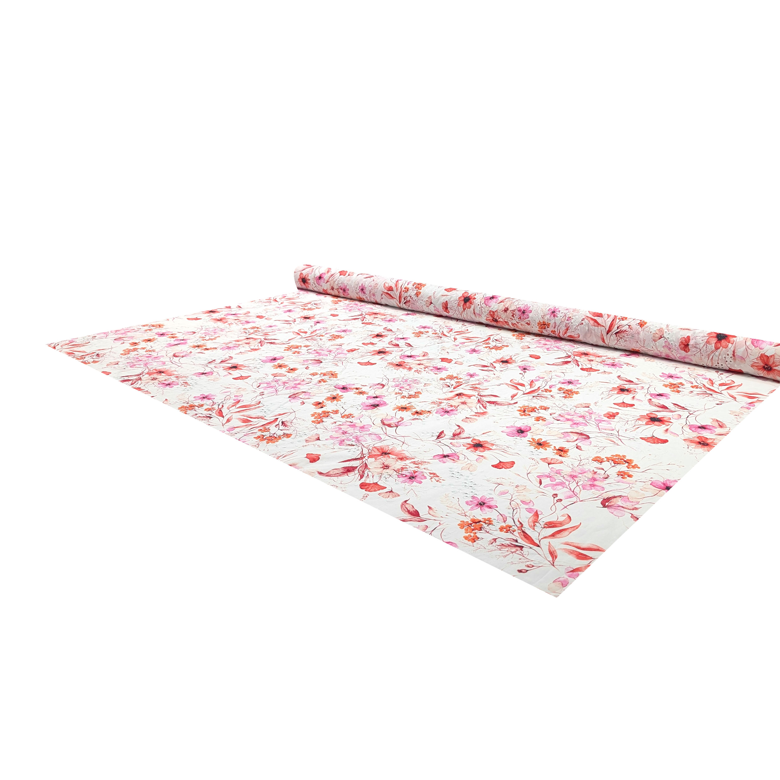 Sangallo Cotton Red and Pink Flowers Image