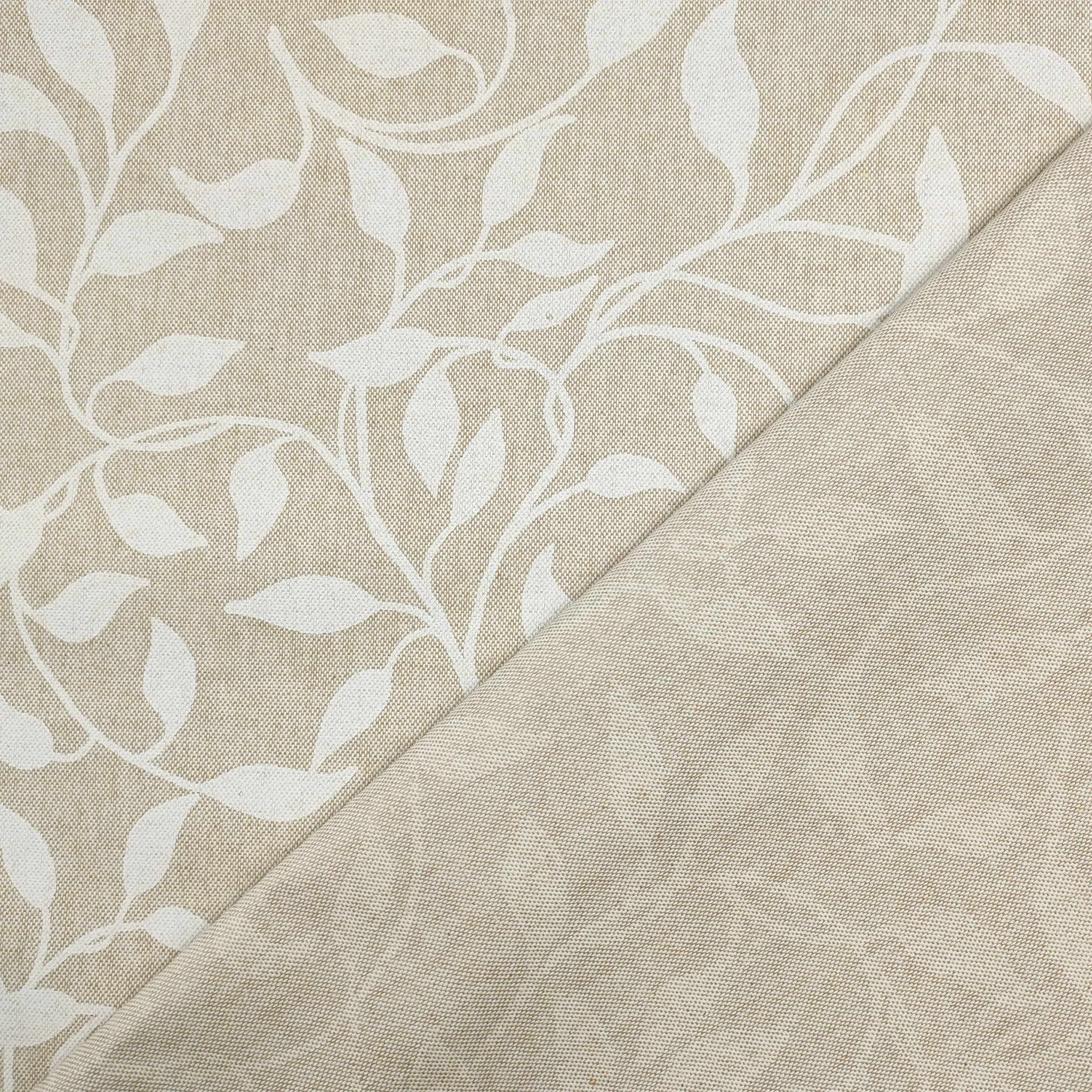Stoff für Tischtuch Cotton Foliage Weiß