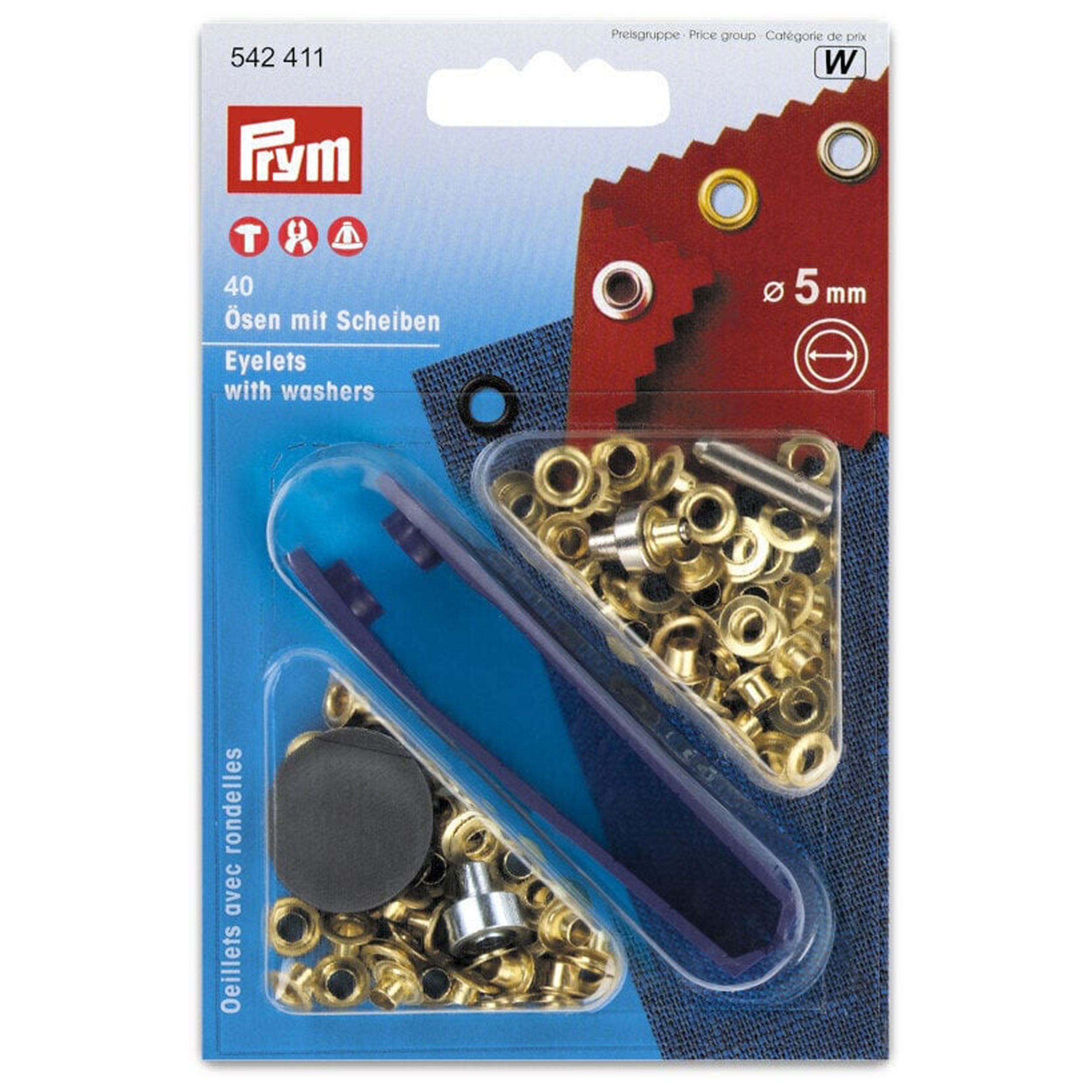 Ösen mit Unterlegscheiben Prym Gold 5 mm