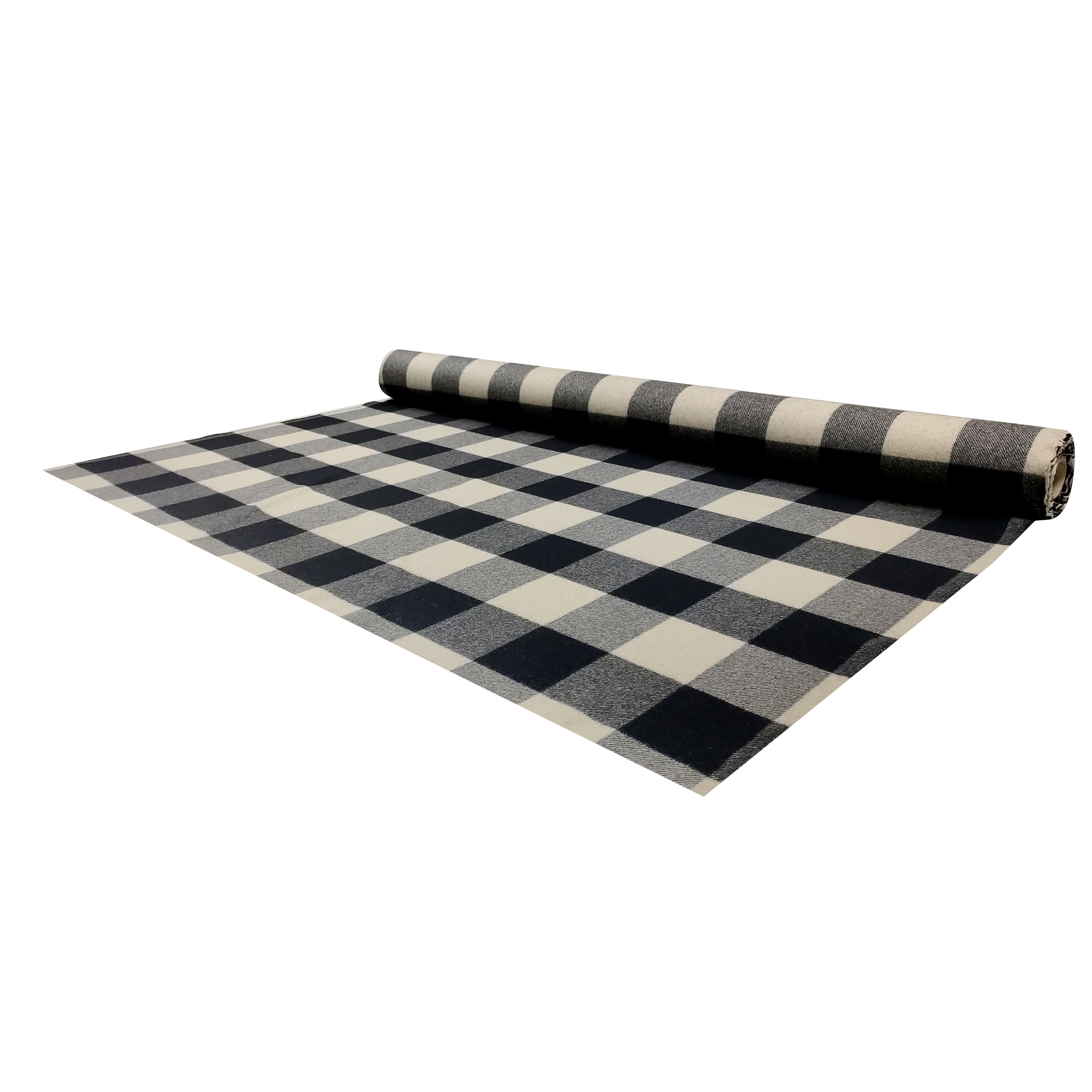 Tissu pour manteaux haute couture à carreaux crème et noirs