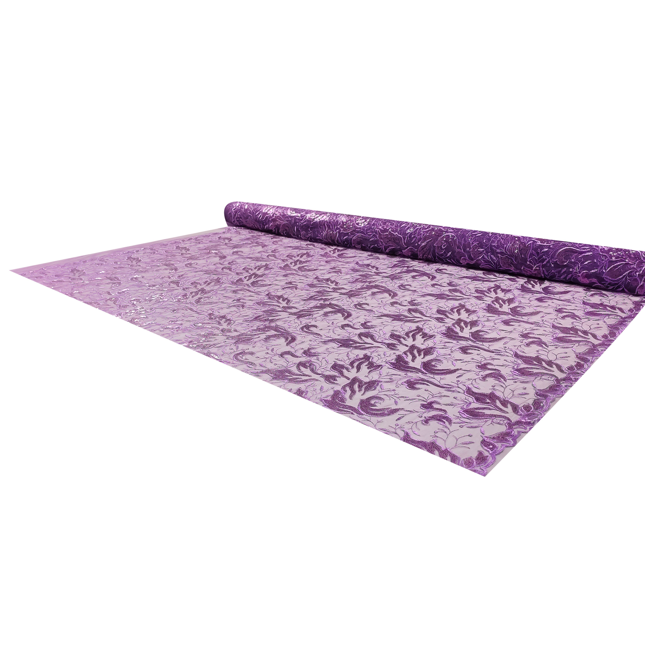 Feuilles de tulle brodées avec paillettes violet Image