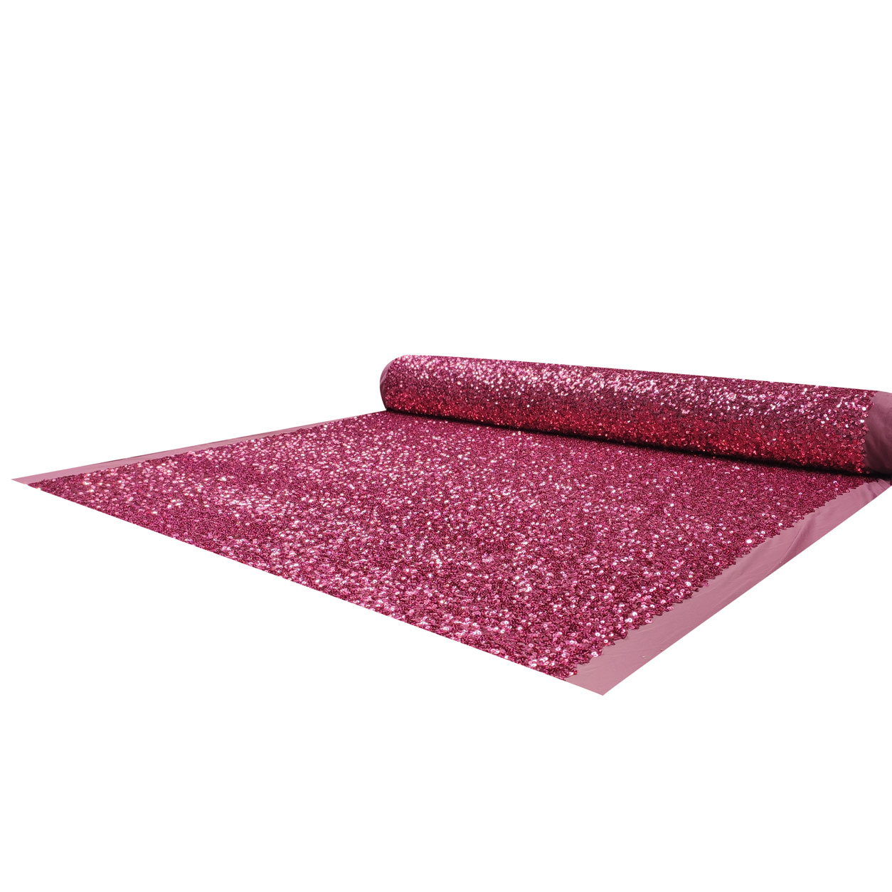 Pailletten auf Fuxia-Tüll-Stoff