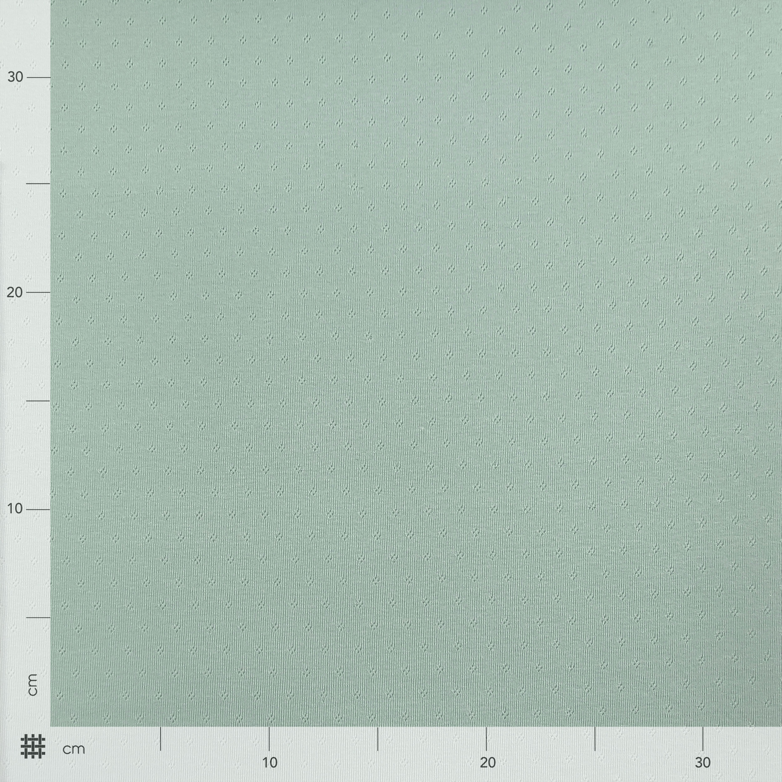 Jersey Cotton Jersey Perforated Flowers on a Mint Background Image