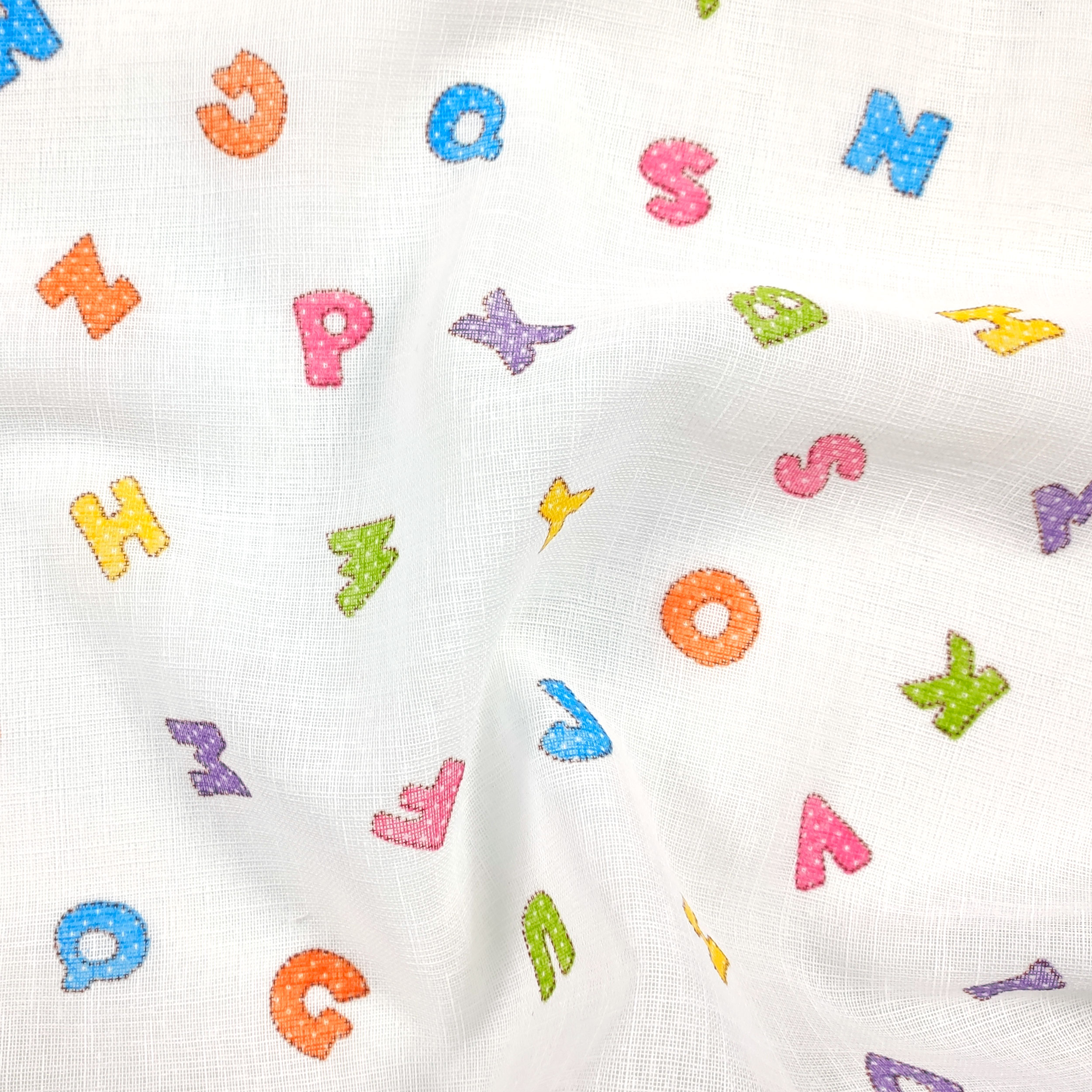 Tissu de rideau fantaisie à lettres colorées