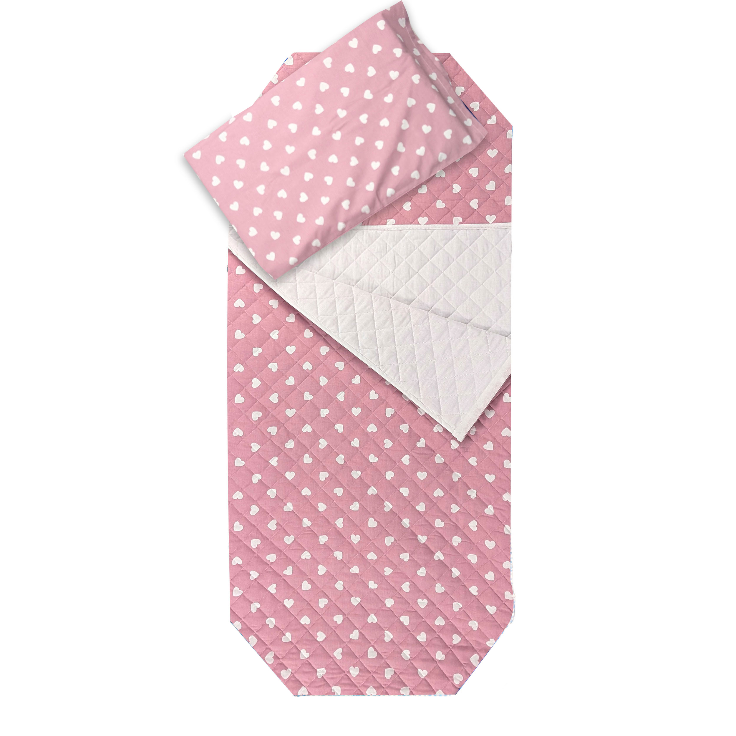 Shaped Sleeping Bag for Brandy White Hearts with Antique Pink Background Image