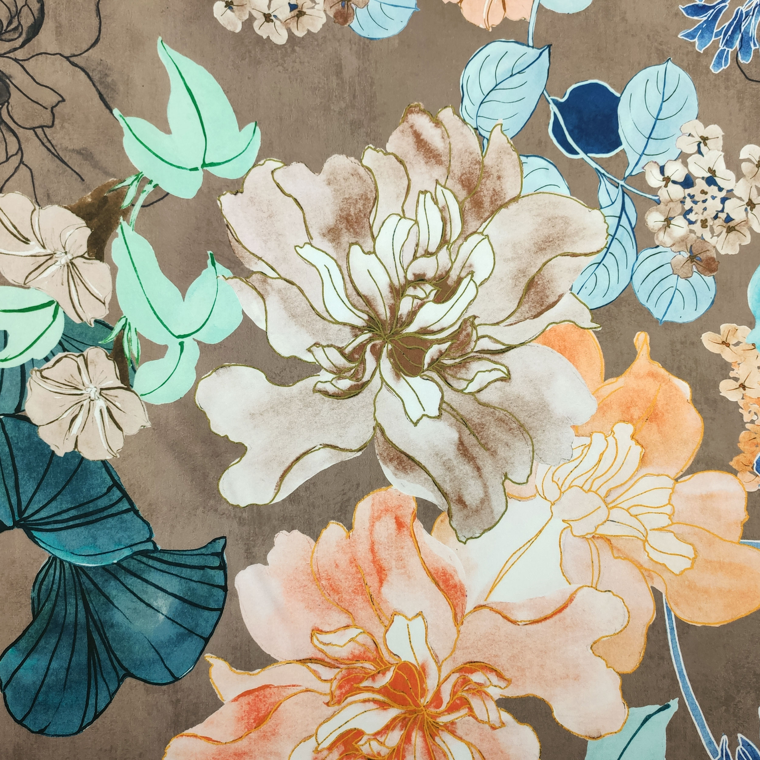 High Fashion Flowers Brown Background