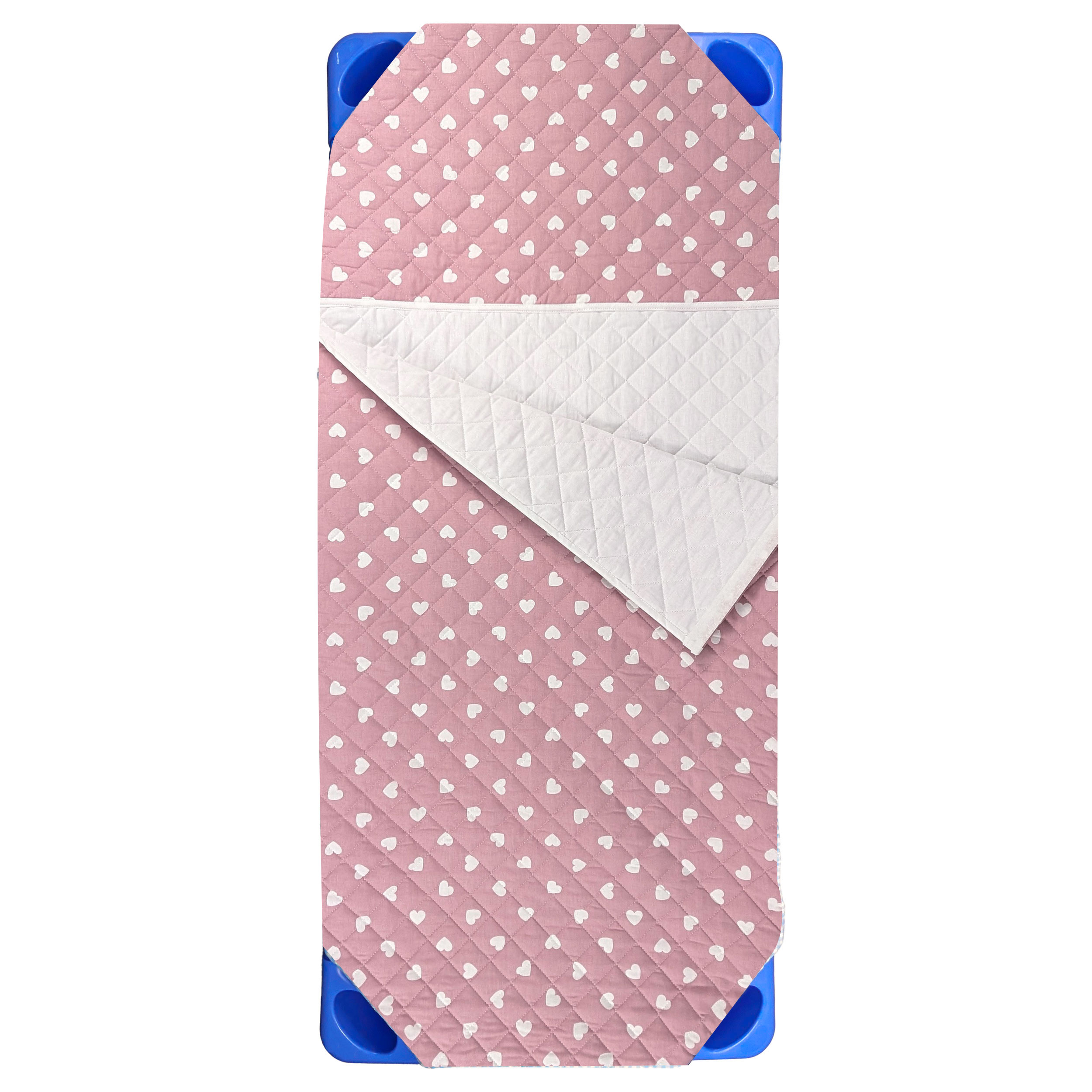 Shaped Sleeping Bag for Brandy White Hearts with Antique Pink Background Image
