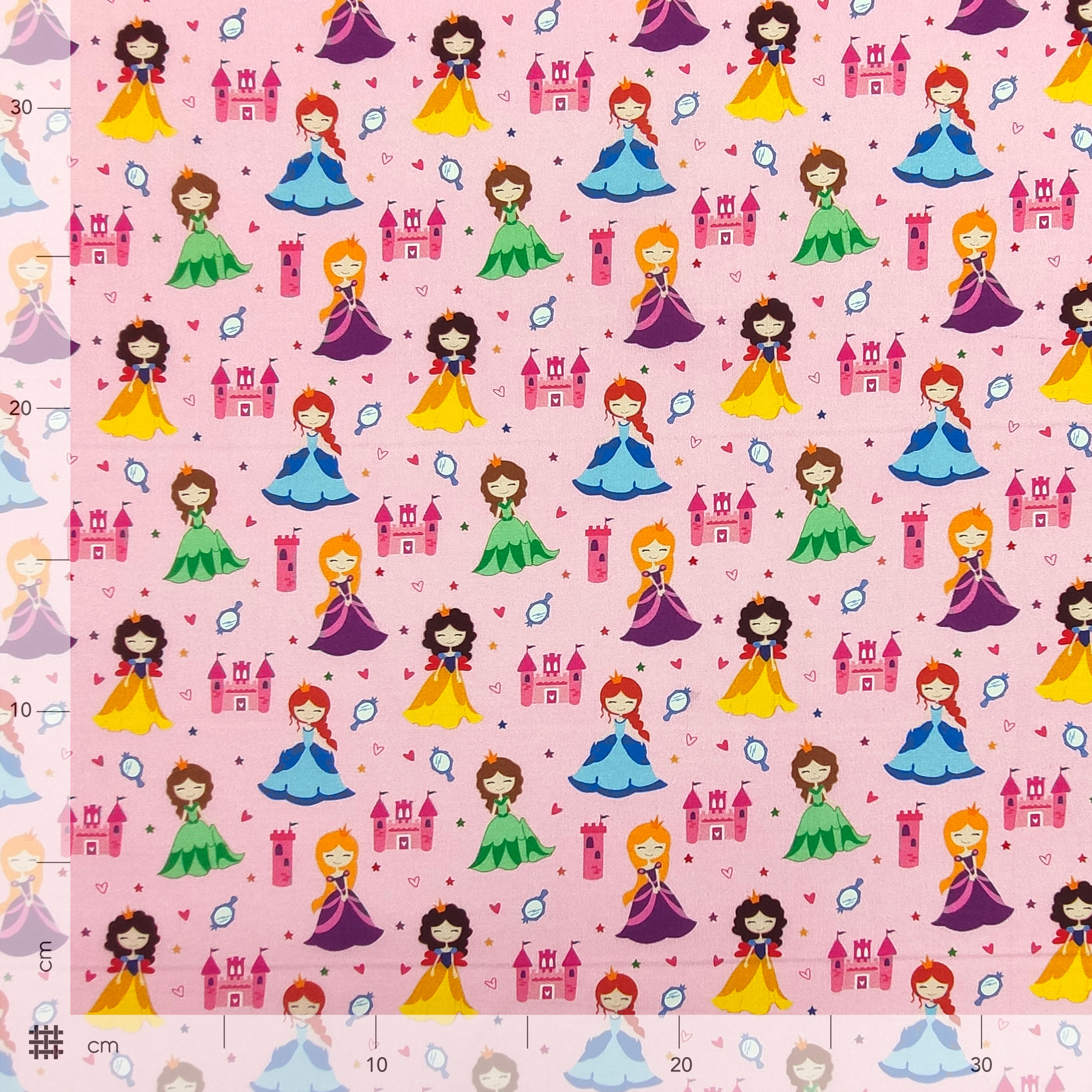 Tissu de coton Petites princesses fond rose