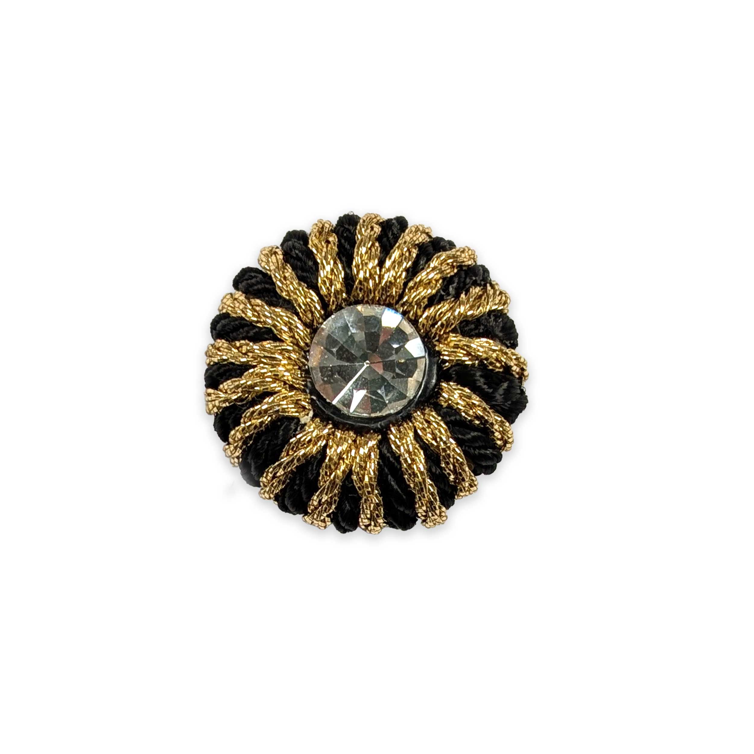 Gold and Black Wires and Central Rhinestone Button | Panini
