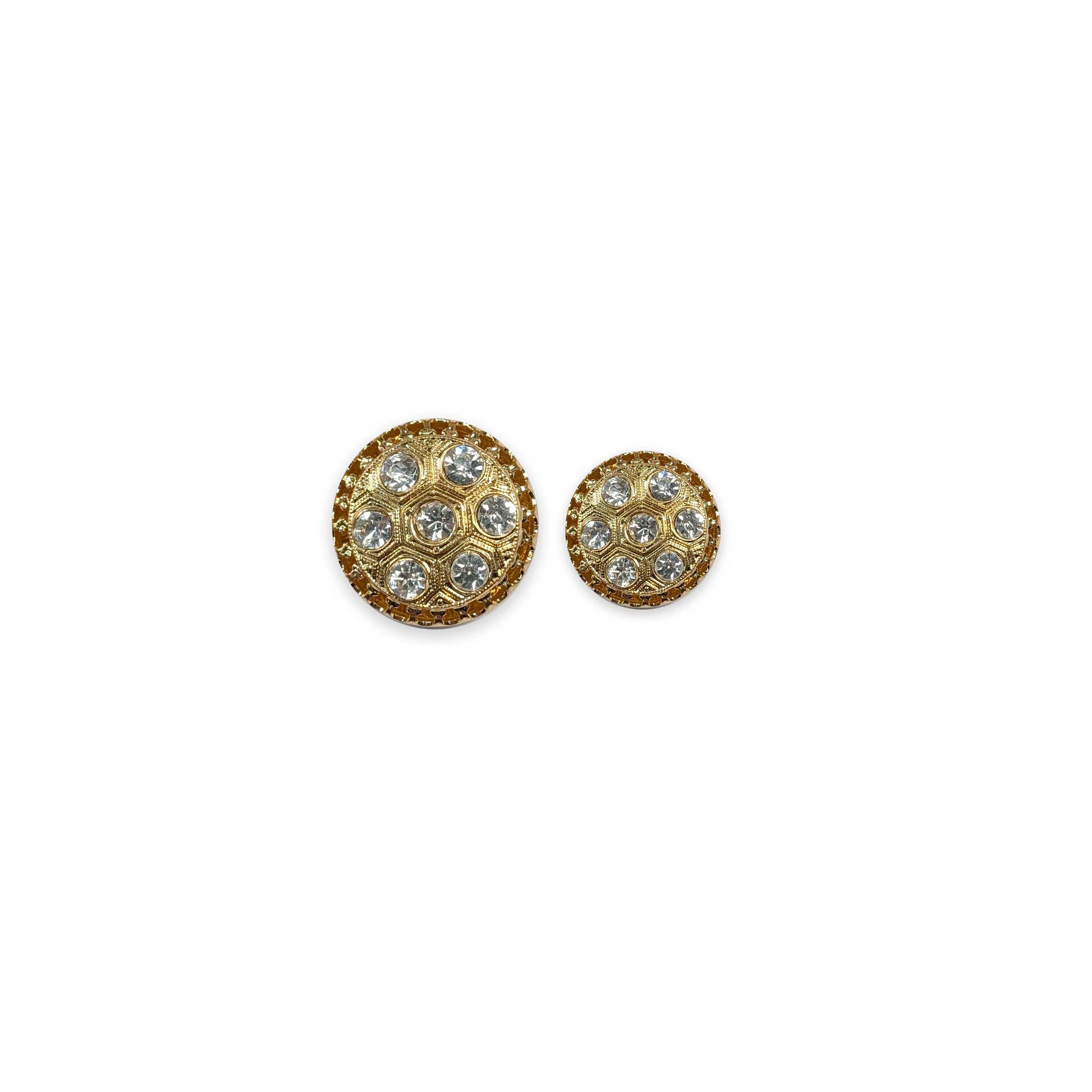 Gold Flower Petal Button Jewel with Rhinestones Image