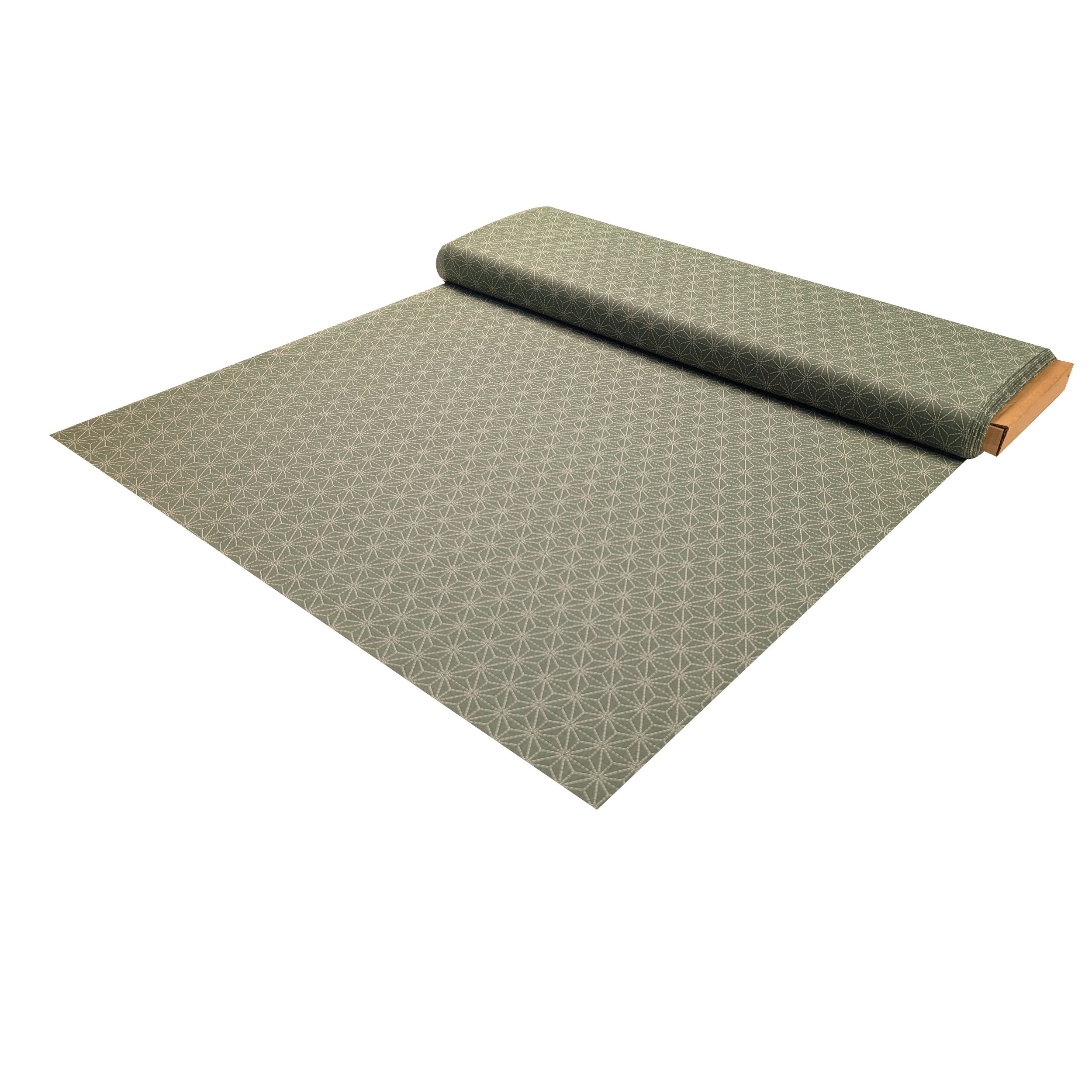 Olive-coloured Cotton Poplin with Geometric Stars Image