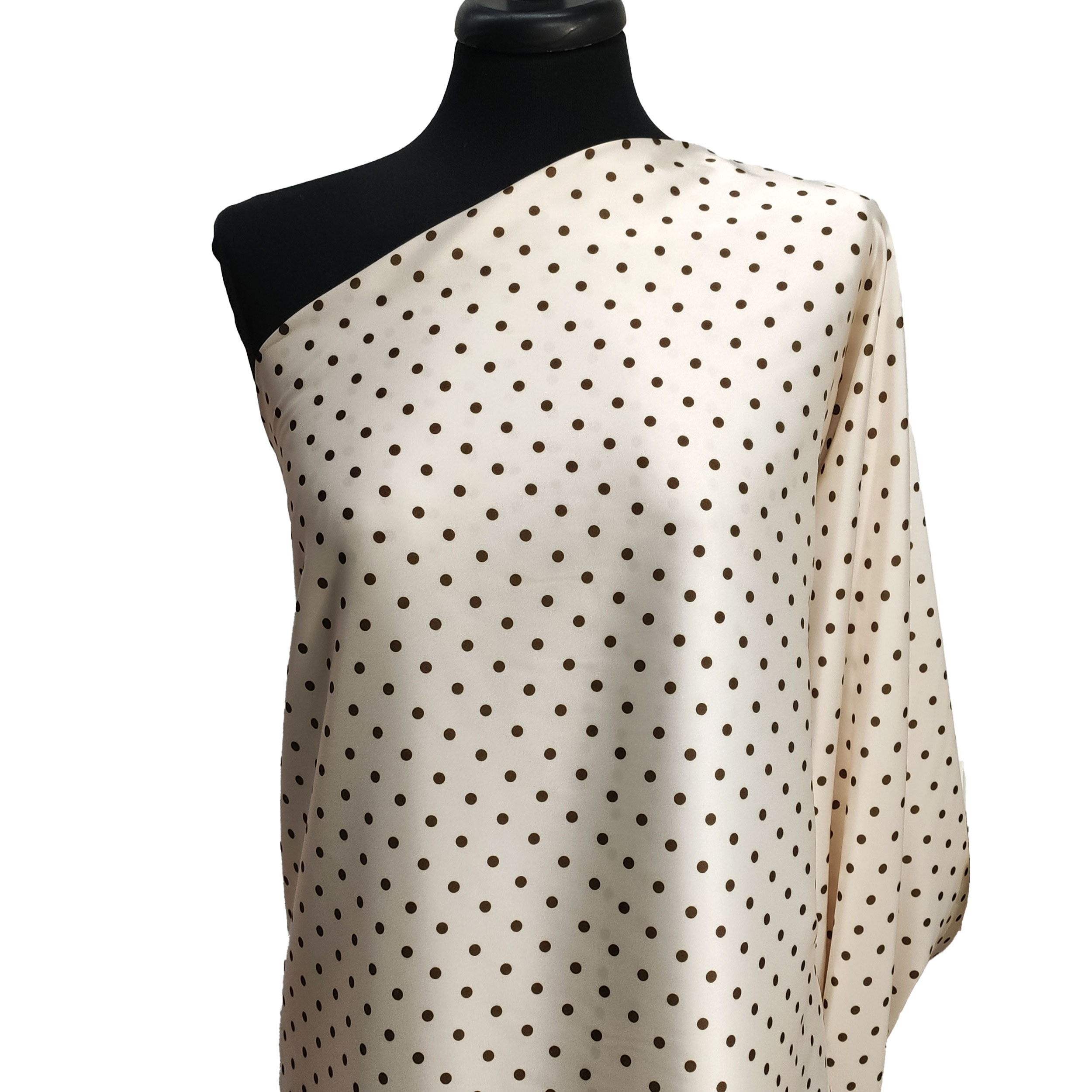 Elasticated Satin Set High Fashion Polka Dot Cream Background