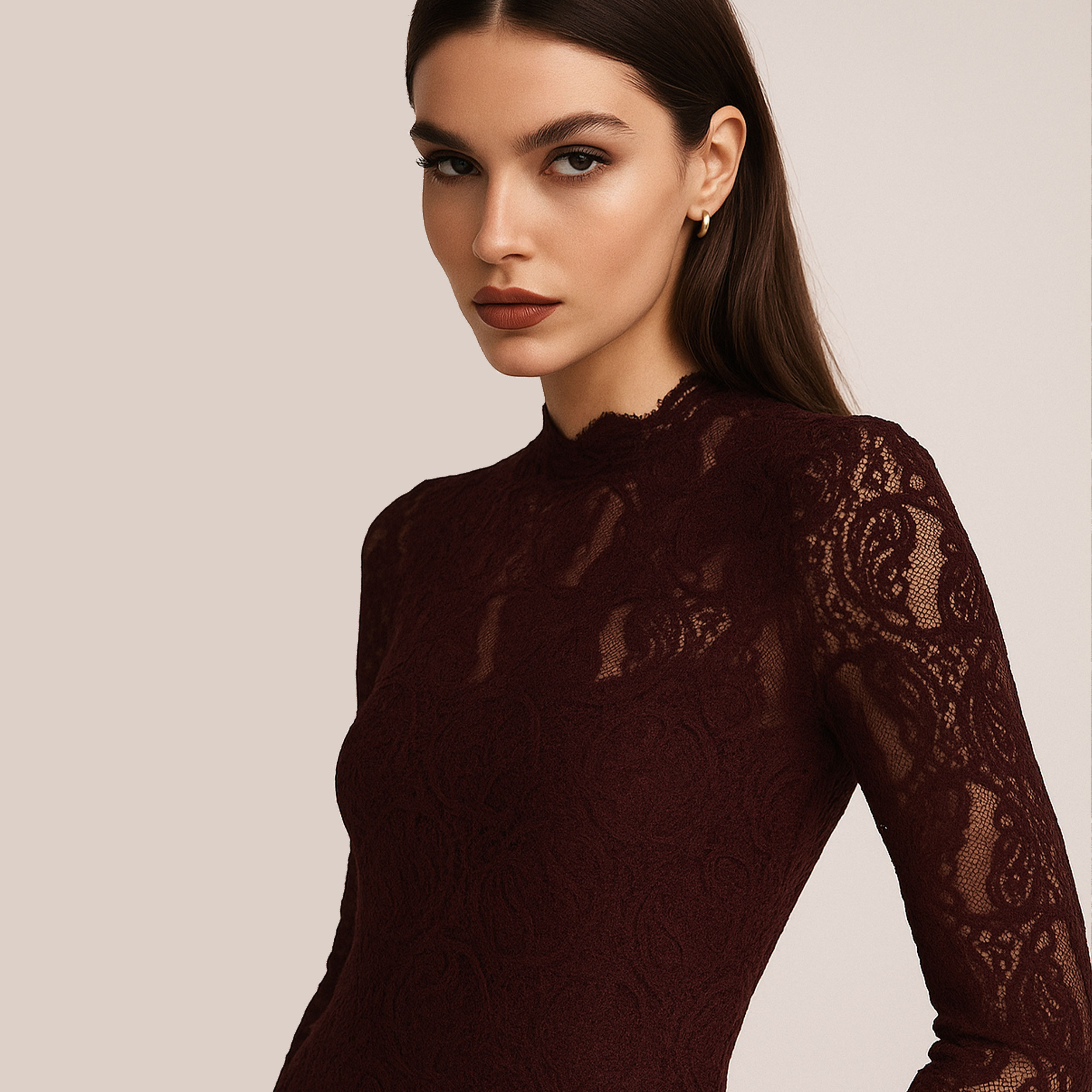 Bi-elastic Double Edge Lace Bordeaux Image