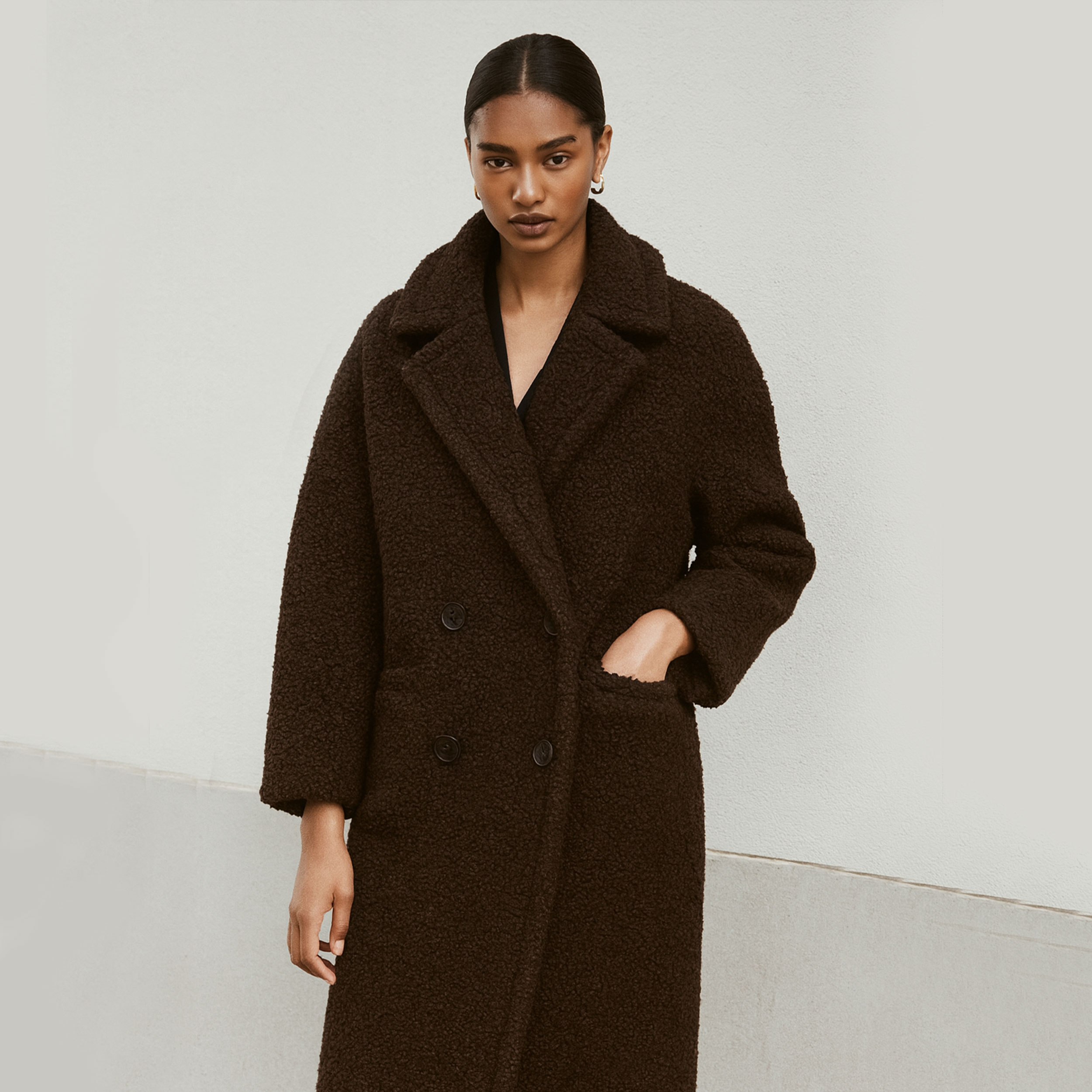 Brown Dyed Bouclè Coat Image