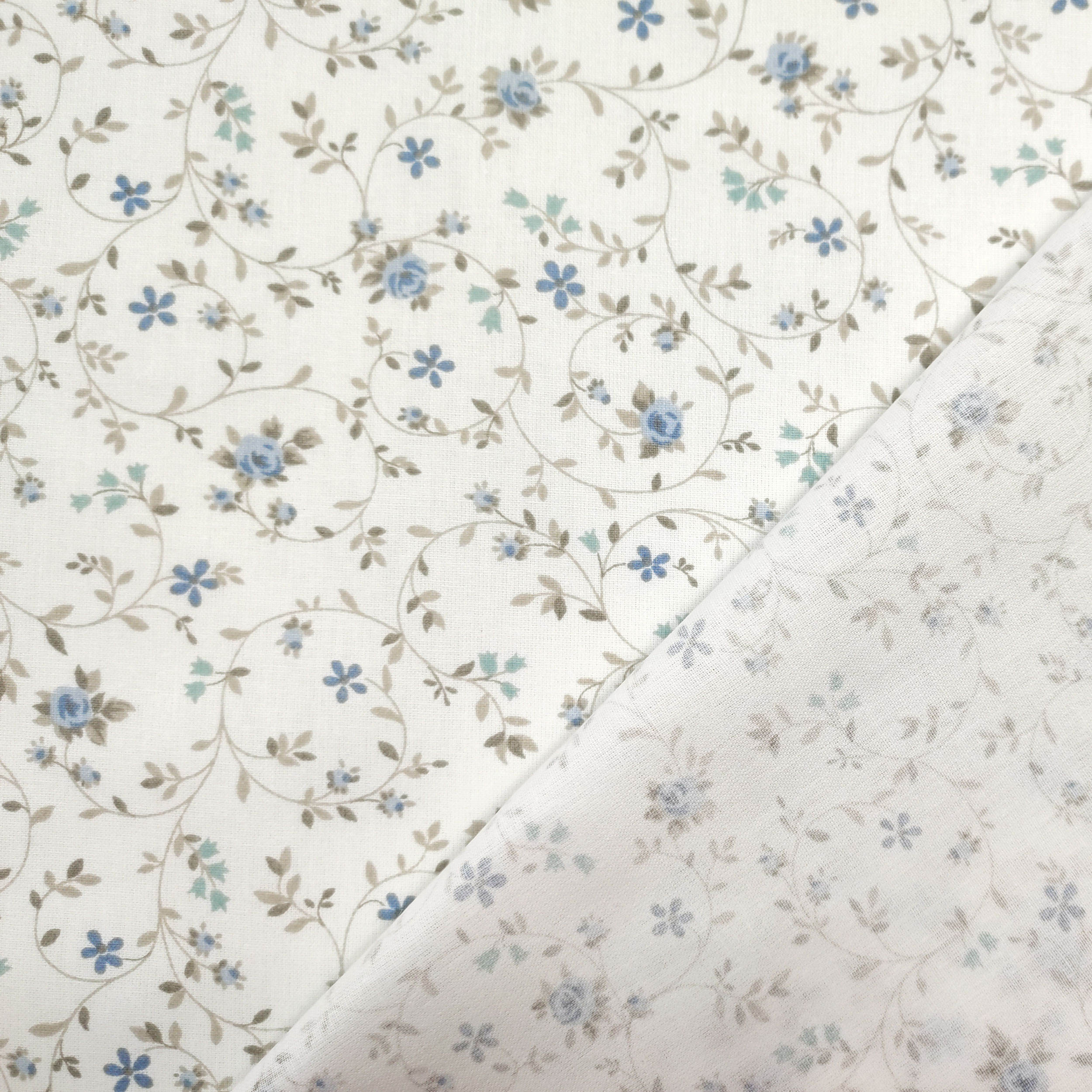Baumwollstoff Blaue Blumen