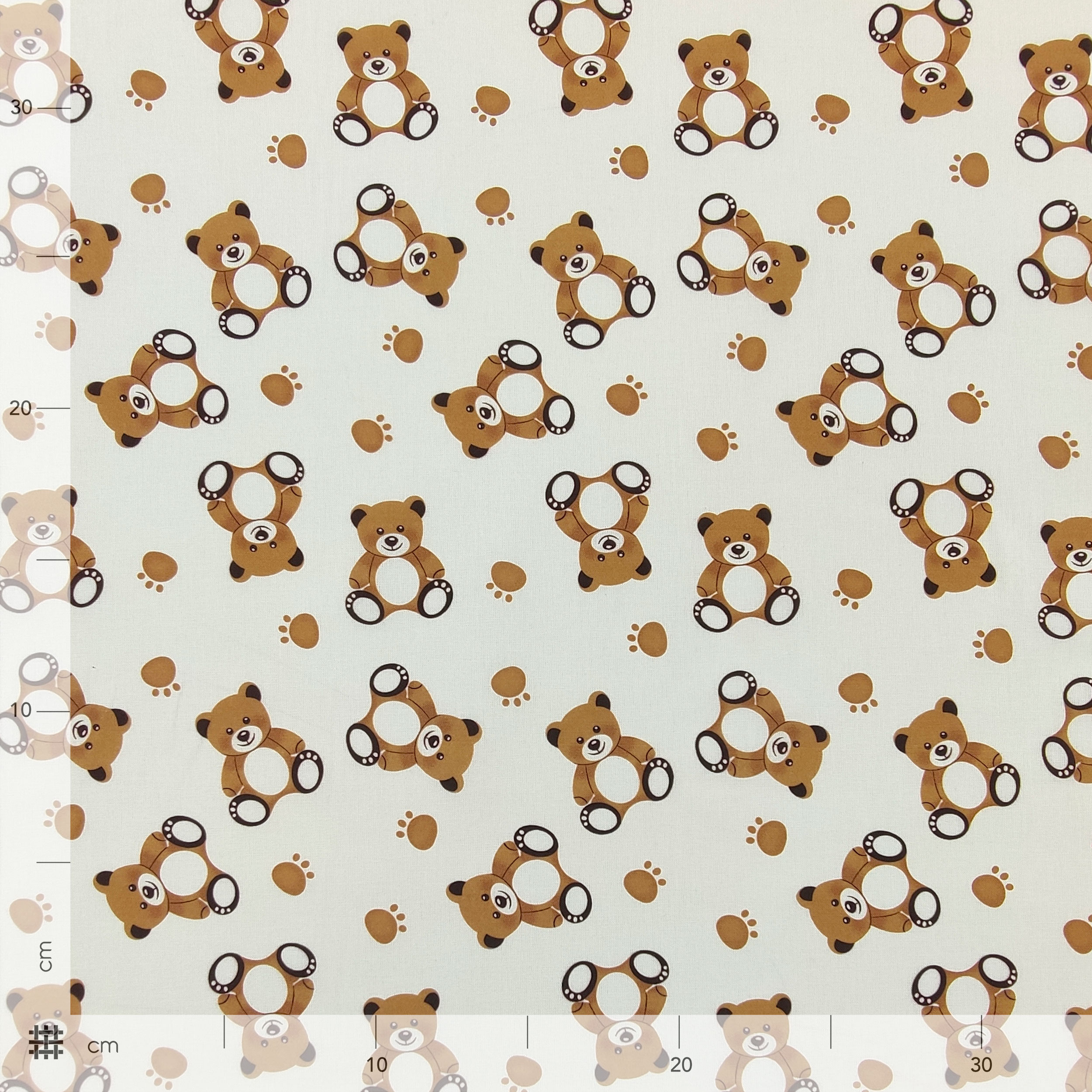 Tissu de coton Petits Oursons Fond blanc
