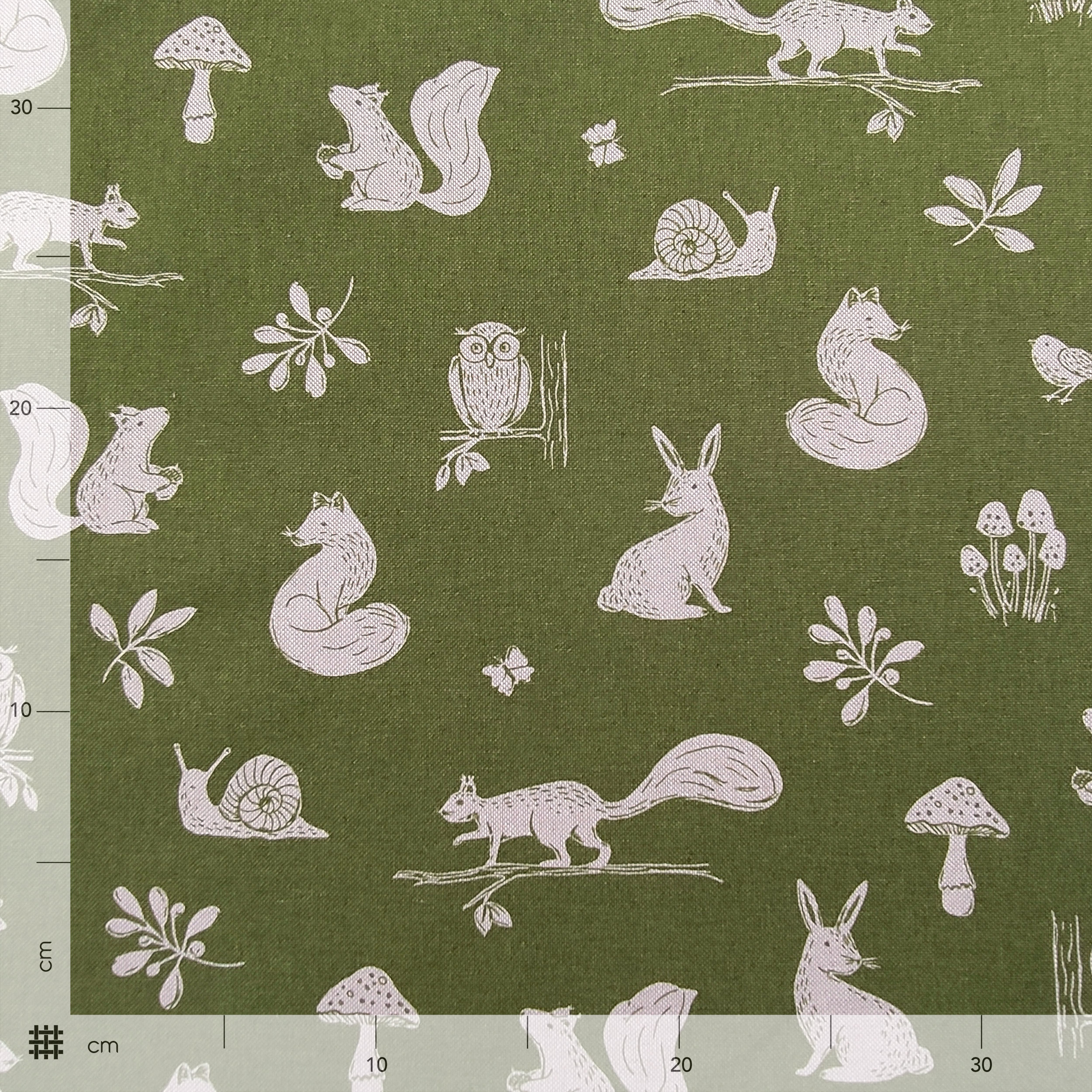 Découpage Panama Animaux des bois Fond vert 50x140 cm Image