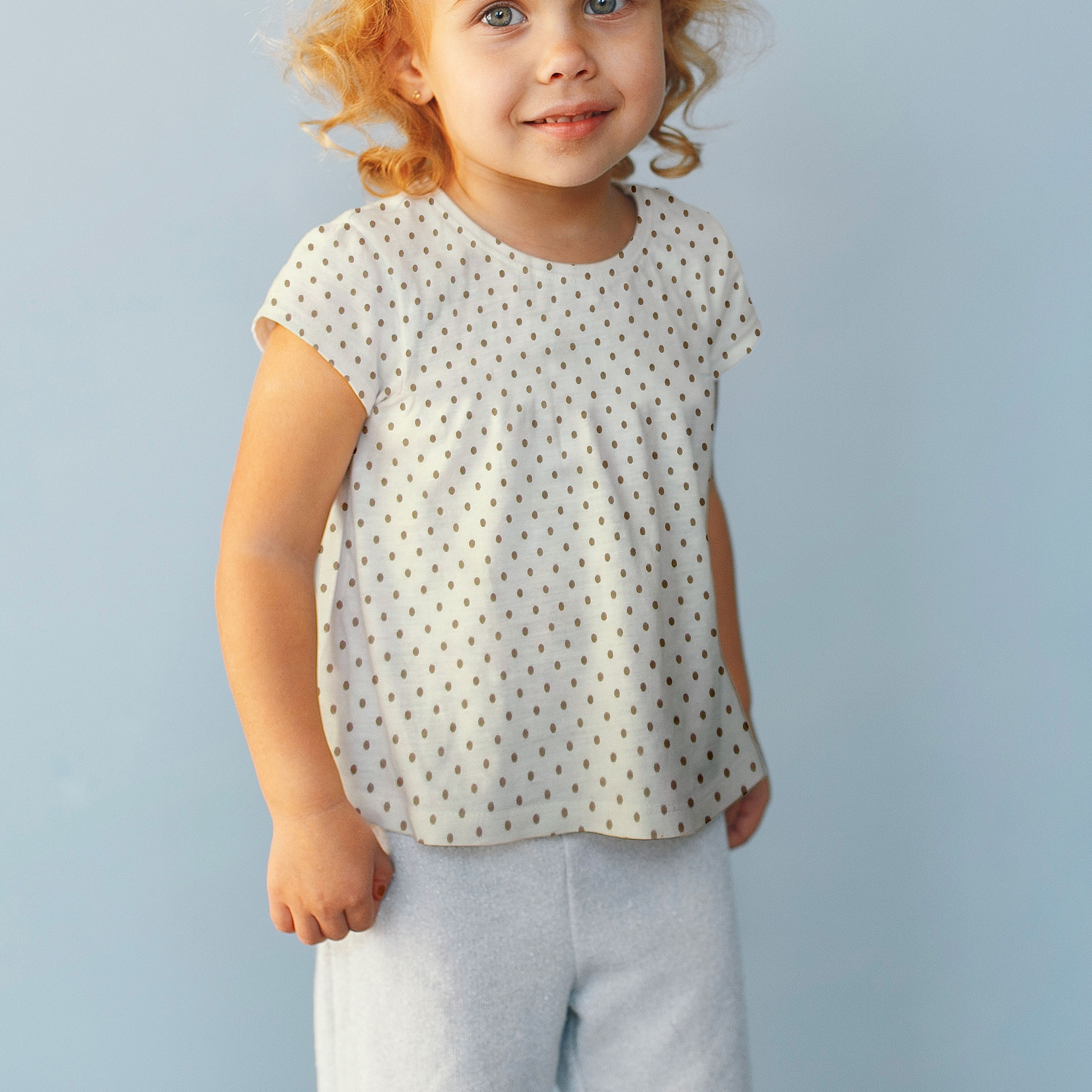 Baumwolle Fantasy Polka Dot Beige Hintergrund Weiß