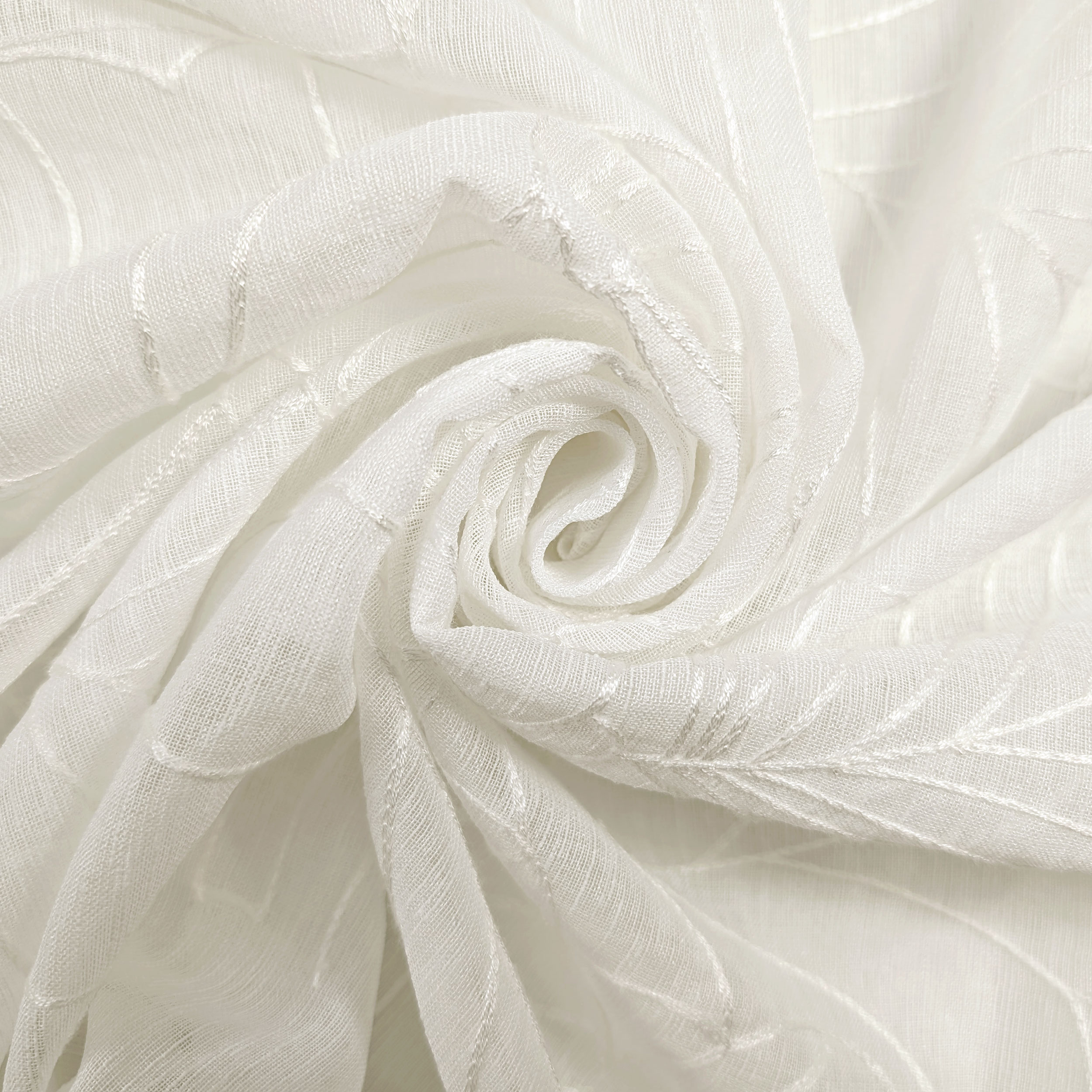 Abstract White Floral Curtain Fabric Image