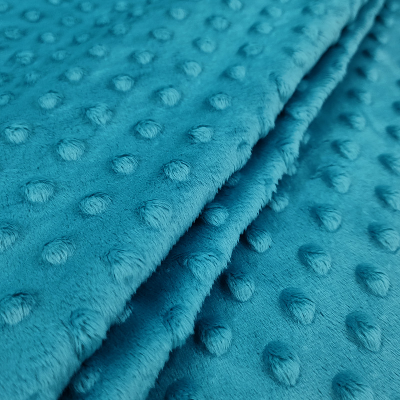 Tessuto Minky Dots Peluche Turchese 