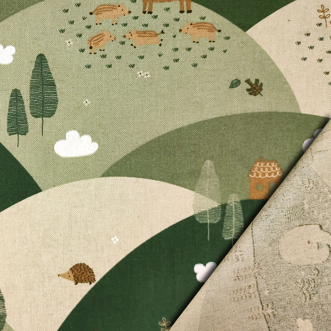 Tissu en coton mélangé découpé Animaux des bois 50x140 cm Image