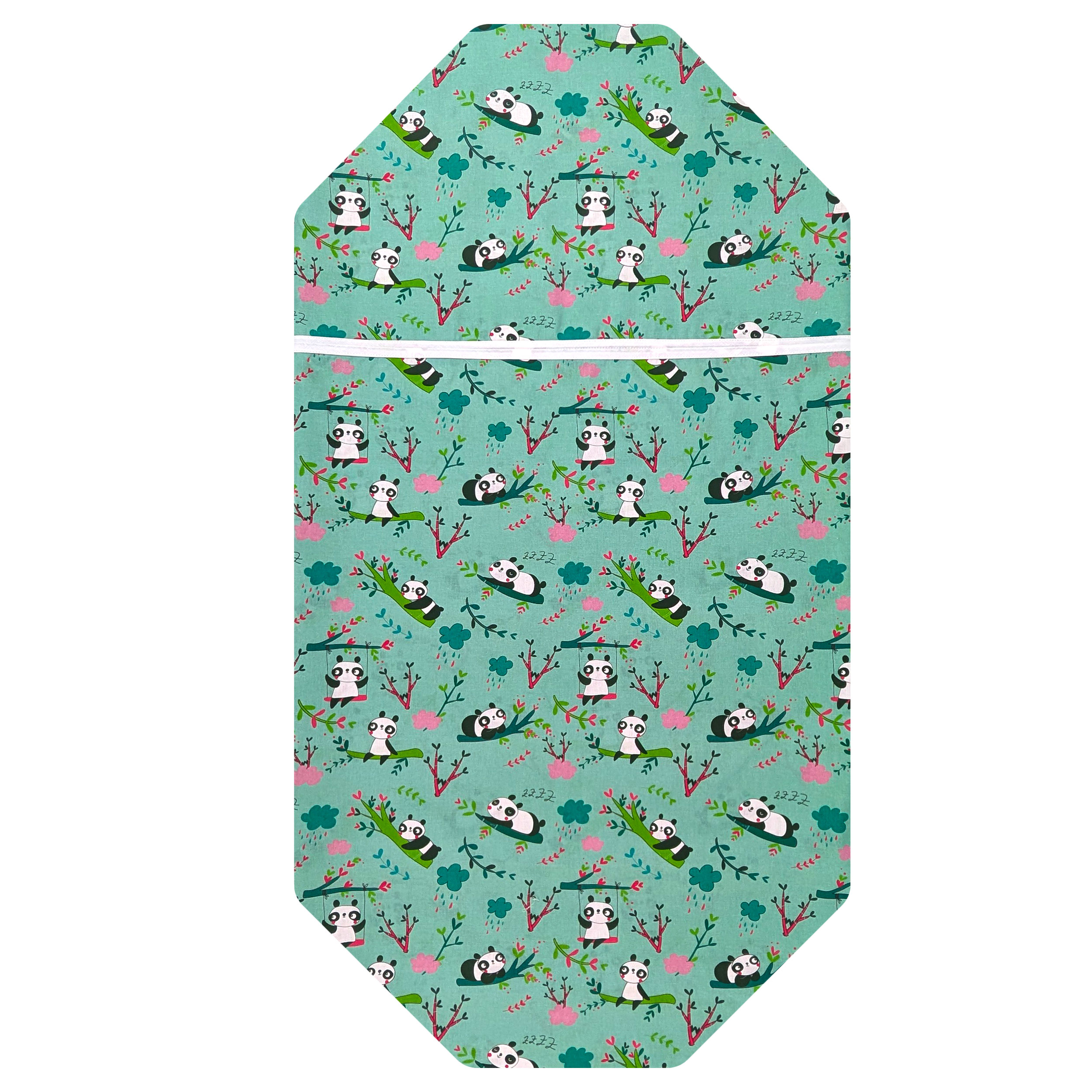 Contoured Summer Sleeping Bag for Panda Camp Beds – Mint Green Background Image
