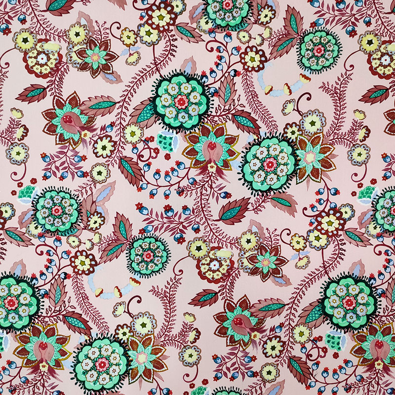 Tissu floral en coton Fond rose Image