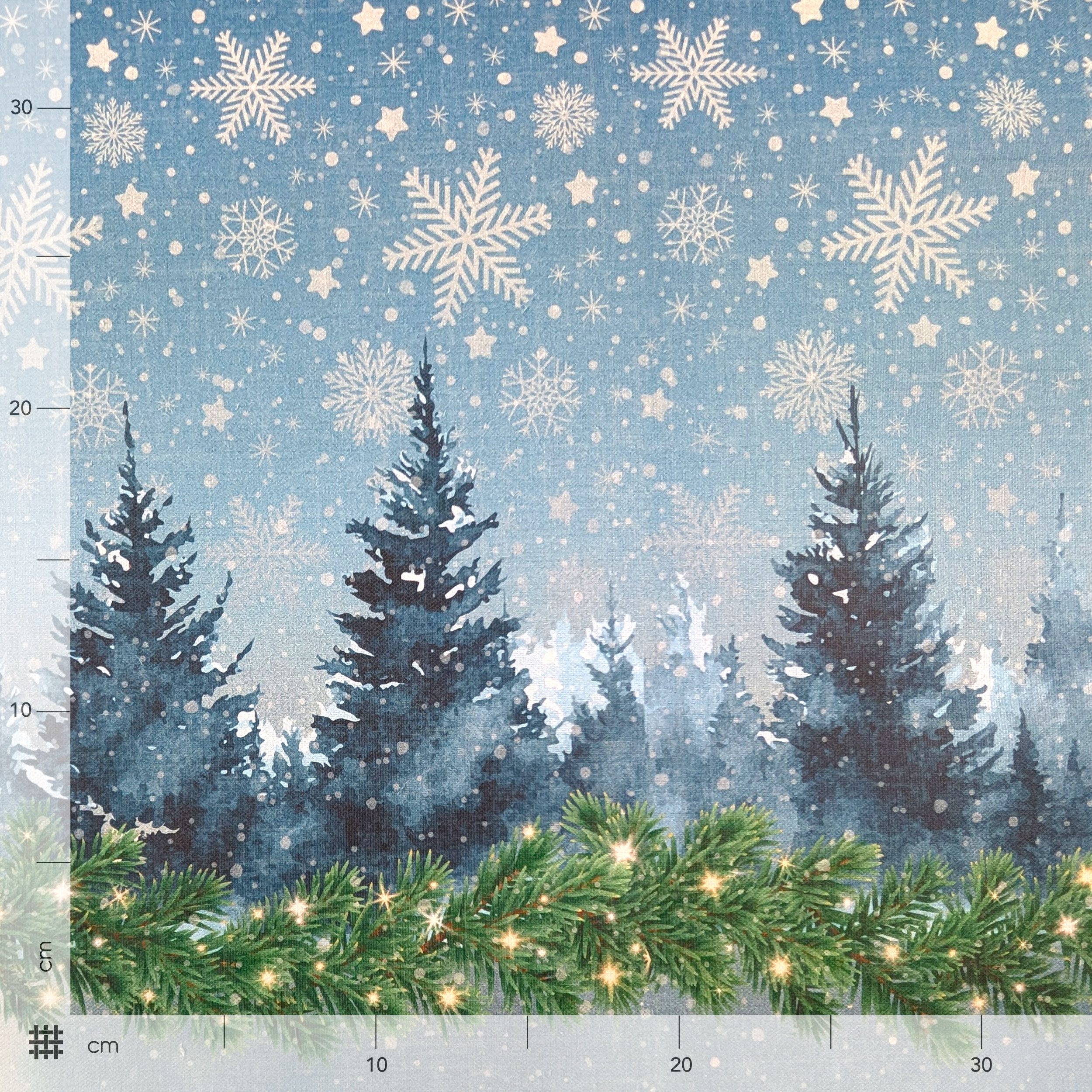 Fabric for Resin Tablecloth with Santa's Sleigh Border Image