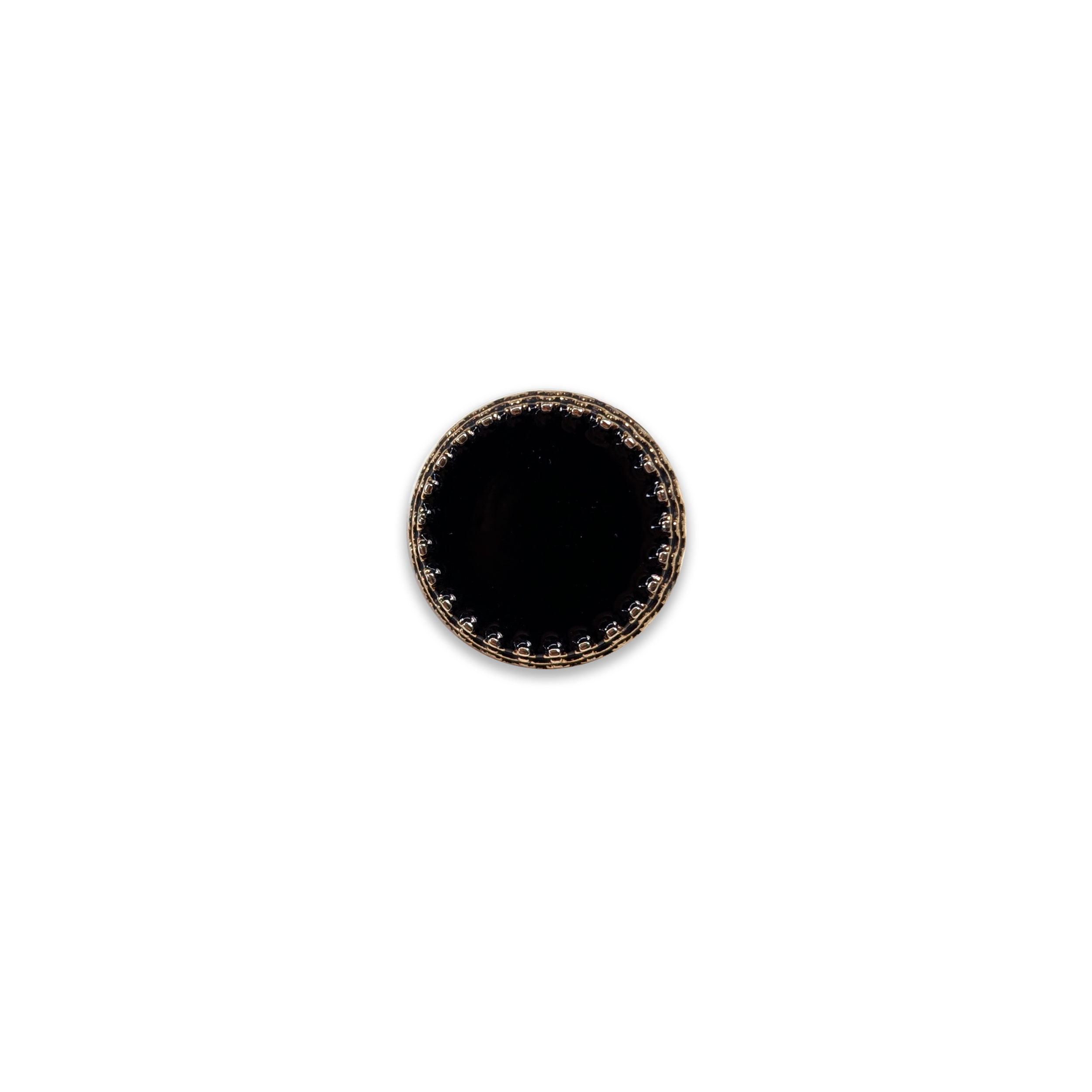 Black Button with Gold Crown Image