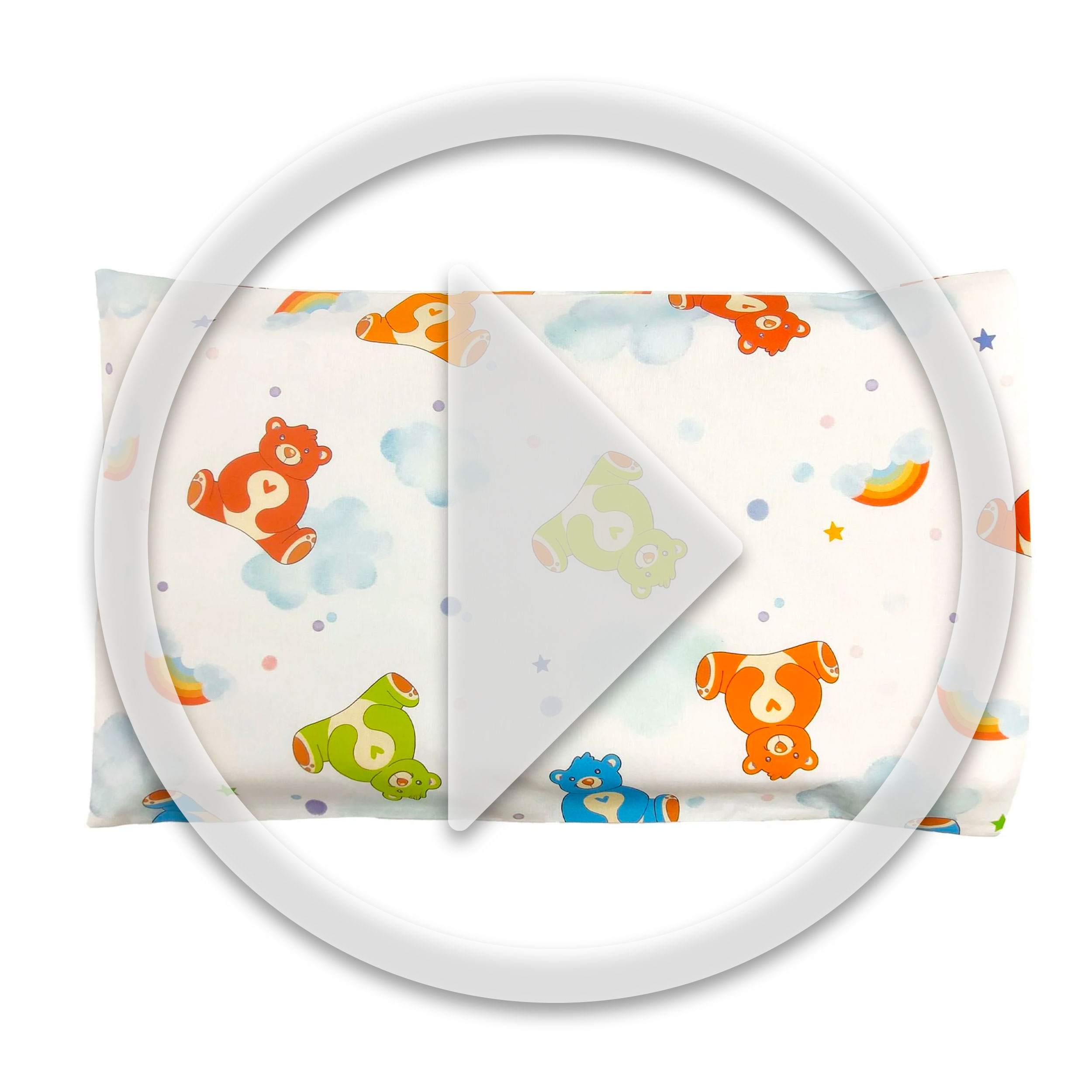 Pillowcase Bears Clouds and Rainbows Image