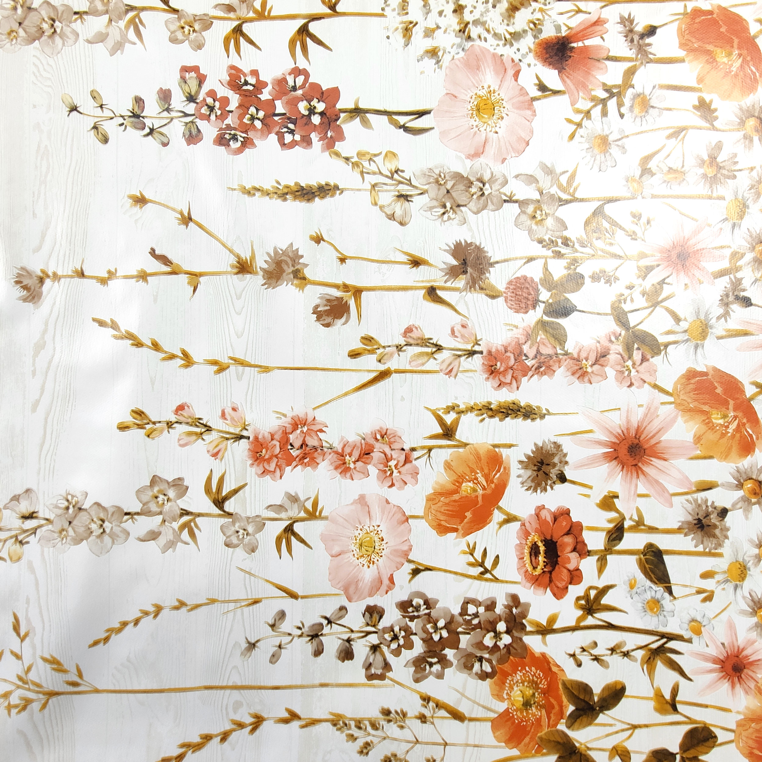 Fabric for Plastic-coated Tablecloth Orange Flowers
