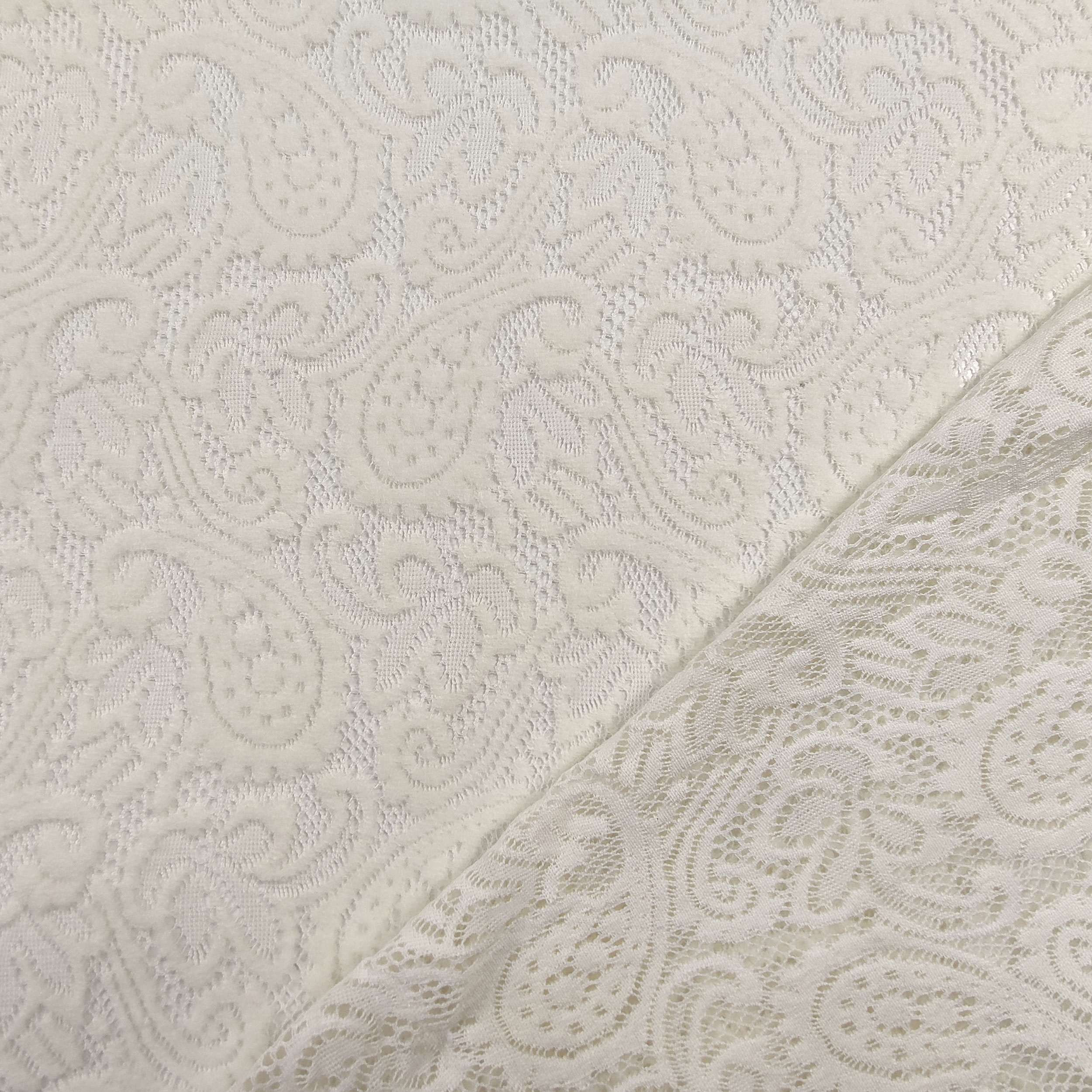 Mixed Wool Lace White