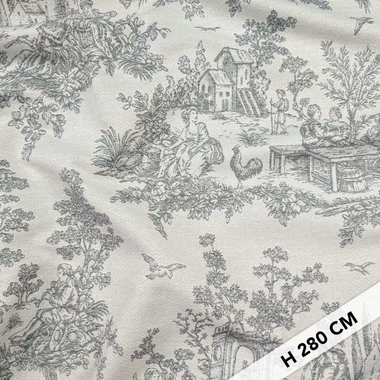 Jacquard Toile de Jouy Gris H 280 cm Image