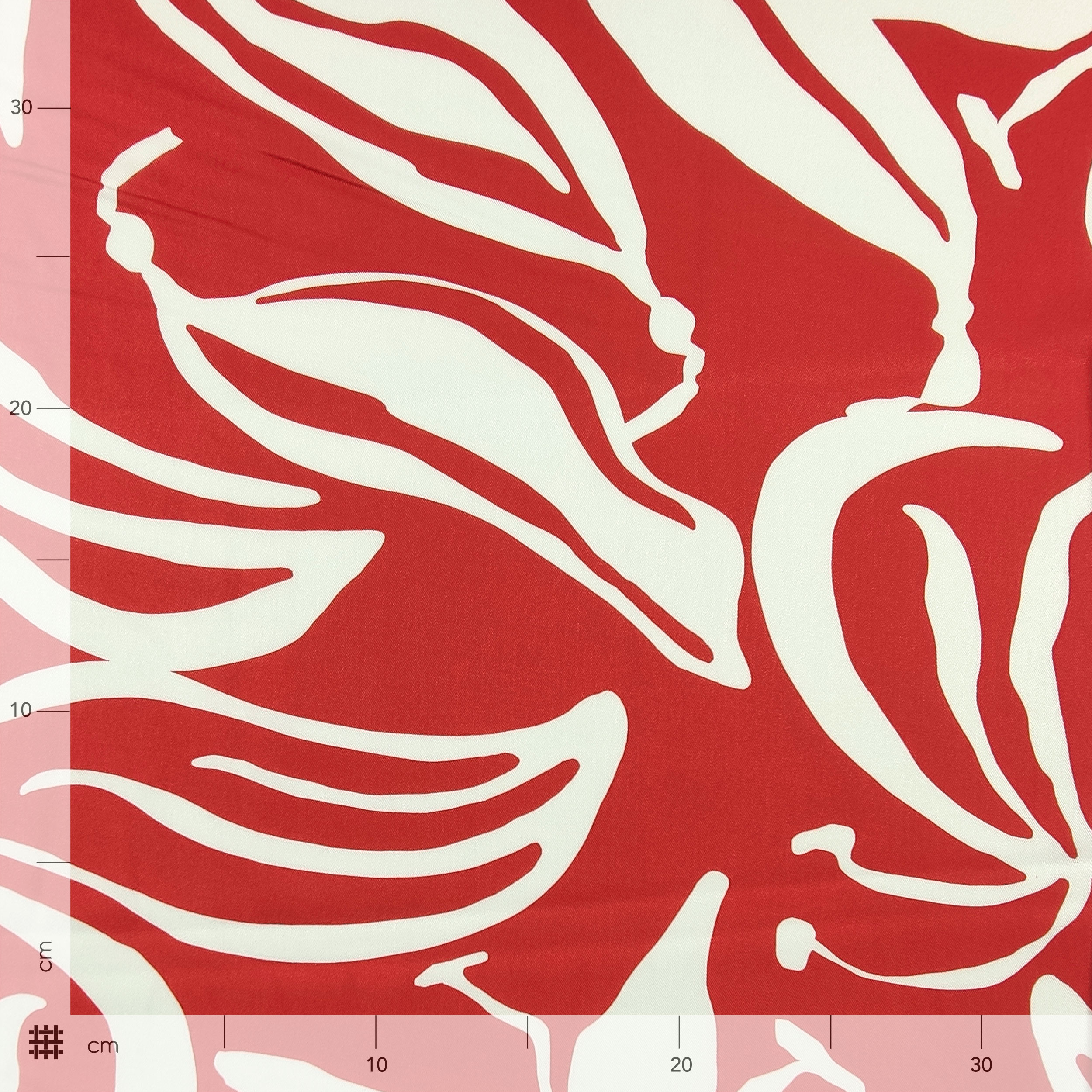 Viscose Tropical Flowers Red Background