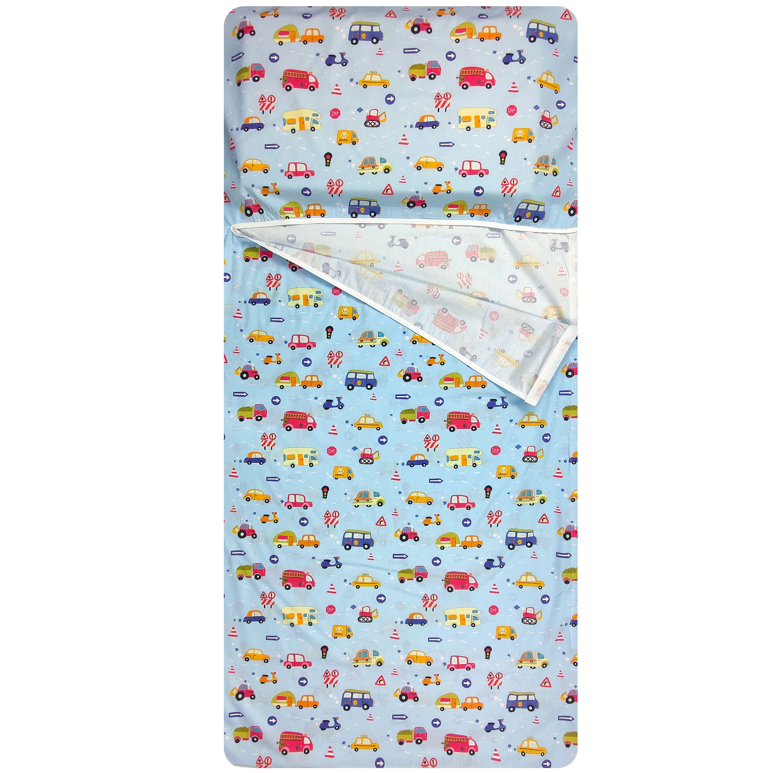 Sac de couchage d'été Cars Fond bleu clair - Panini Fabrics